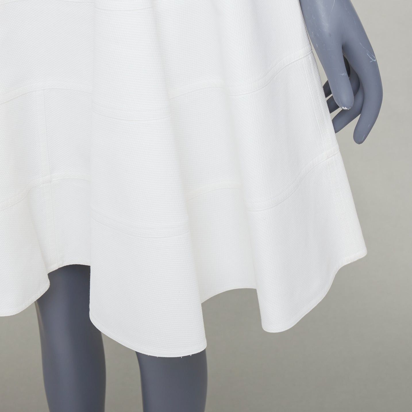 Alaia ALAIA 10 CORSO COMO ivory cotton panelled tiered flare knee skirt FR38 M Size 28" / US 6 / IT 42 - 8 Thumbnail