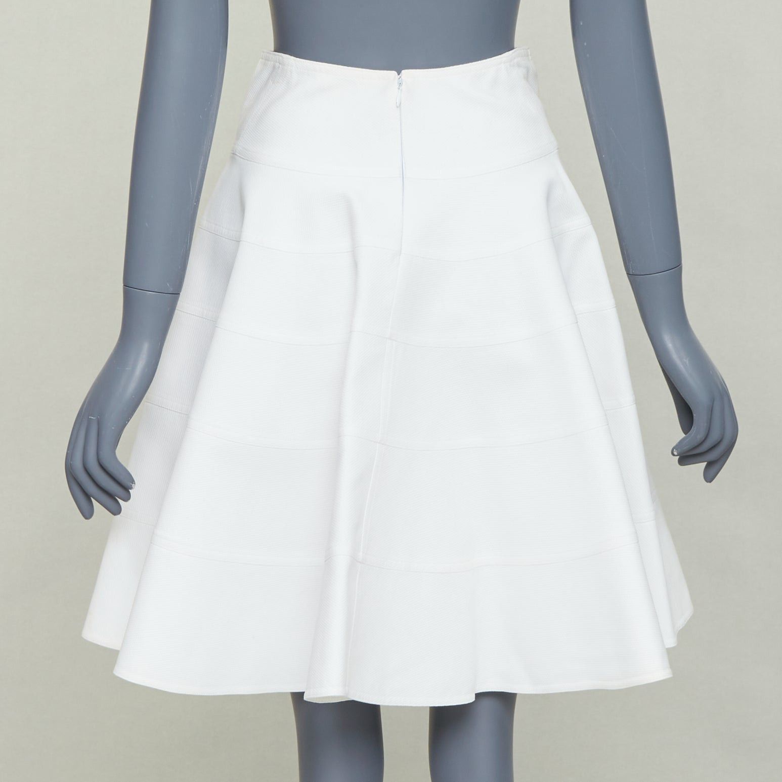 Alaia ALAIA 10 CORSO COMO ivory cotton panelled tiered flare knee skirt FR38 M Size 28" / US 6 / IT 42 - 5 Thumbnail