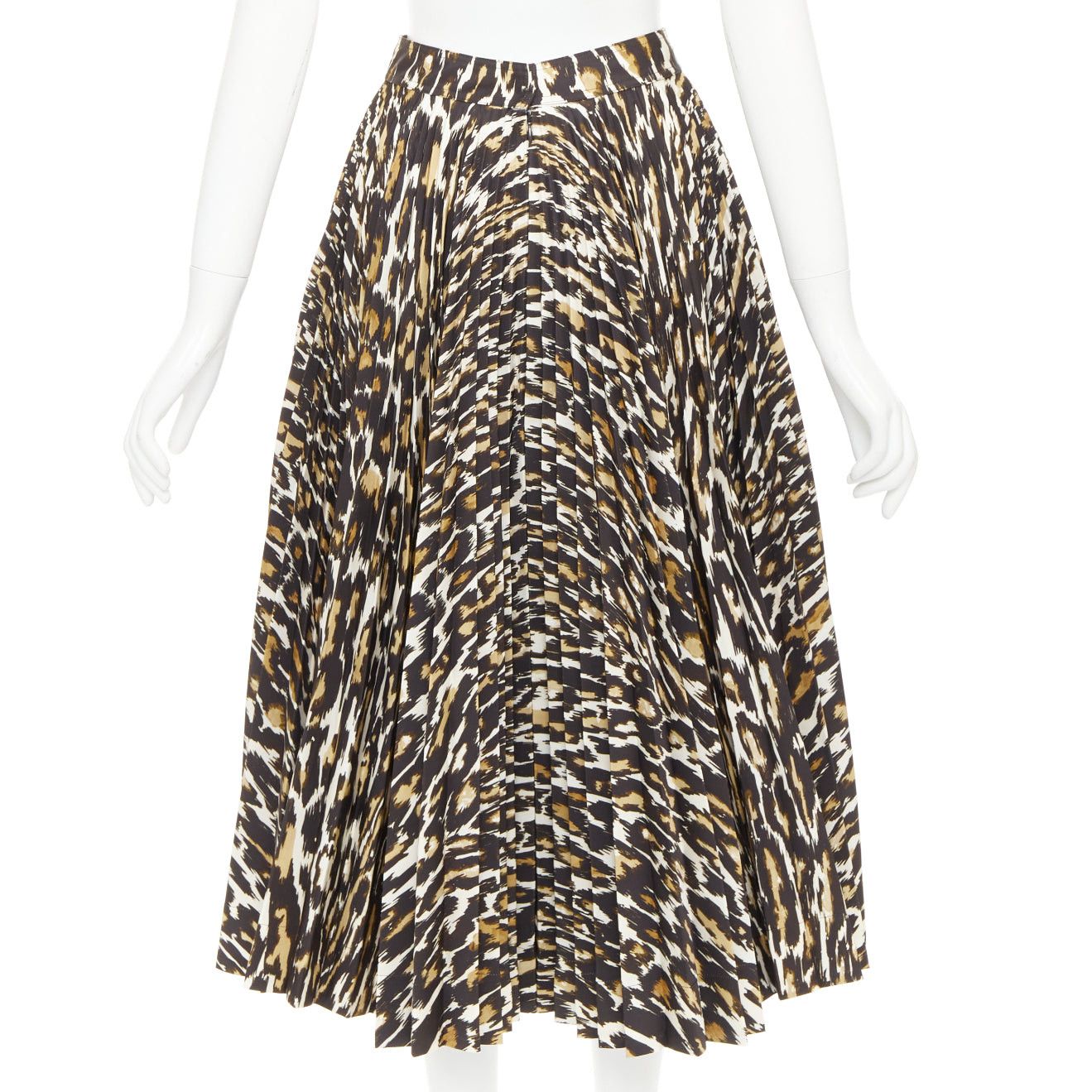 Calvin Klein CALVIN KLEIN 205W39NYC Raf Simons brown leopard print pleated skirt US0 XS Size 26" / US 2 / IT 38 - 5 Thumbnail