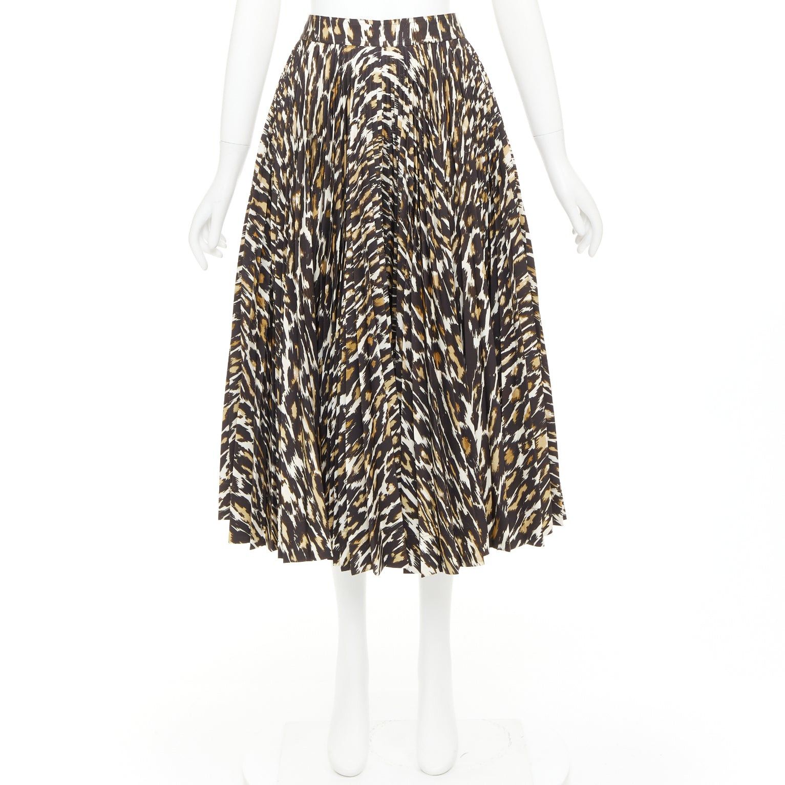 Calvin Klein CALVIN KLEIN 205W39NYC Raf Simons brown leopard print pleated skirt US0 XS Size 26" / US 2 / IT 38 - 9 Thumbnail