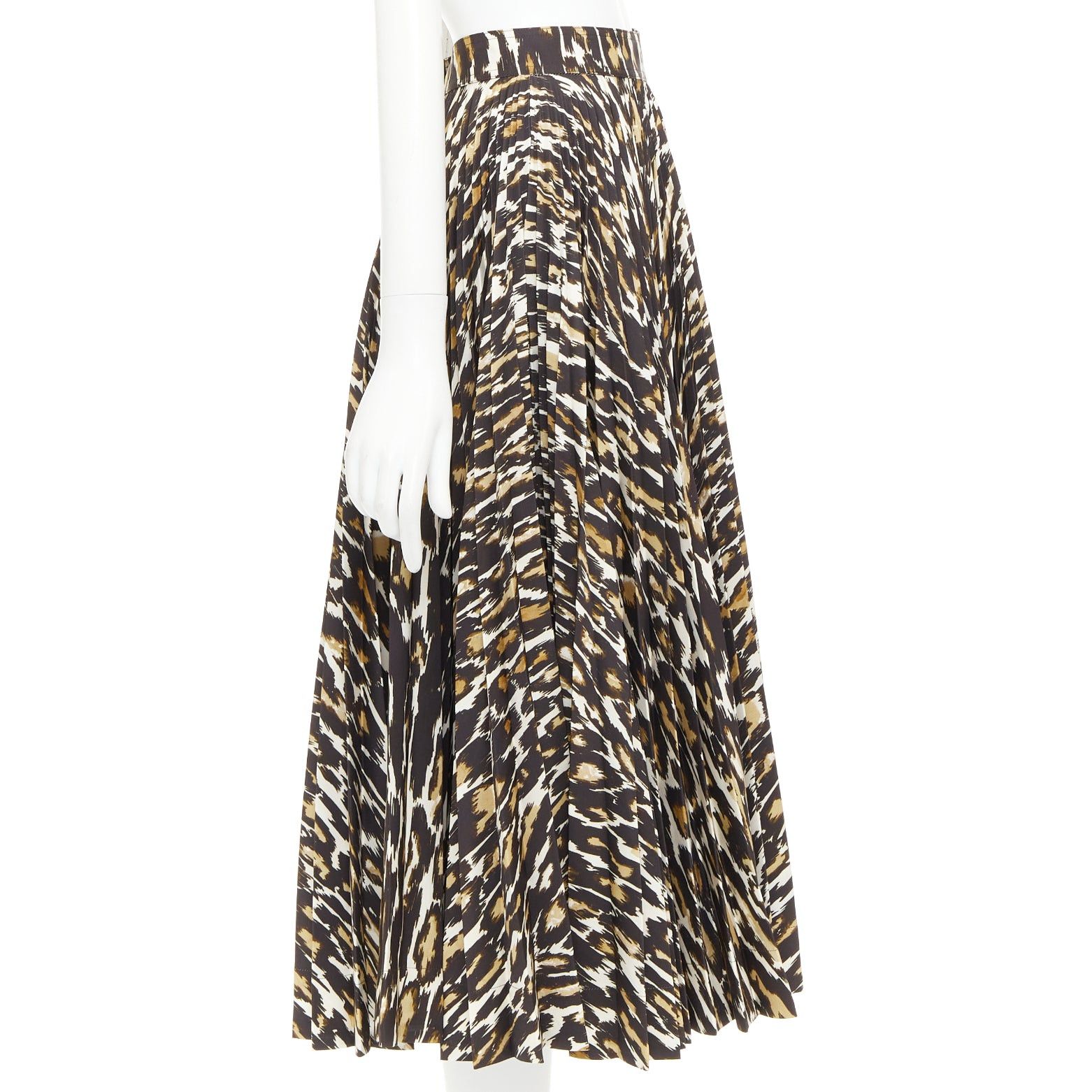 Calvin Klein CALVIN KLEIN 205W39NYC Raf Simons brown leopard print pleated skirt US0 XS Size 26" / US 2 / IT 38 - 4 Thumbnail