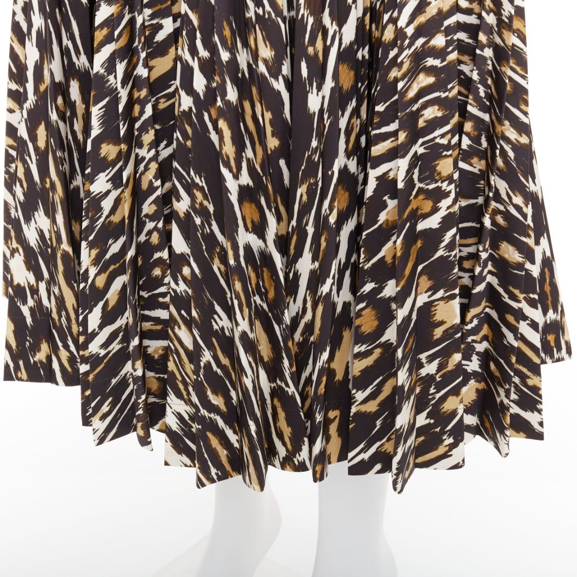 Calvin Klein CALVIN KLEIN 205W39NYC Raf Simons brown leopard print pleated skirt US0 XS Size 26" / US 2 / IT 38 - 7 Thumbnail
