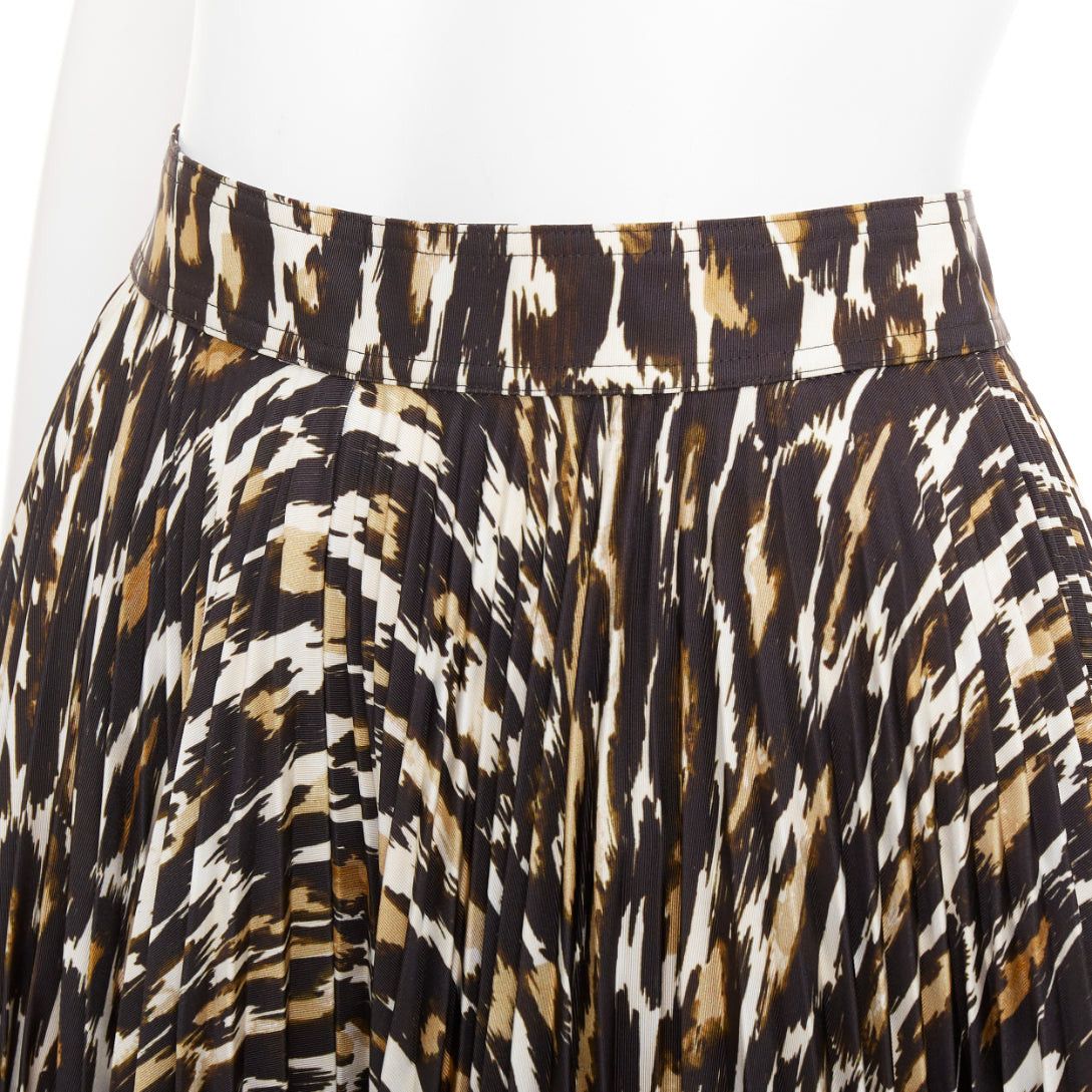 Calvin Klein CALVIN KLEIN 205W39NYC Raf Simons brown leopard print pleated skirt US0 XS Size 26" / US 2 / IT 38 - 2 Thumbnail