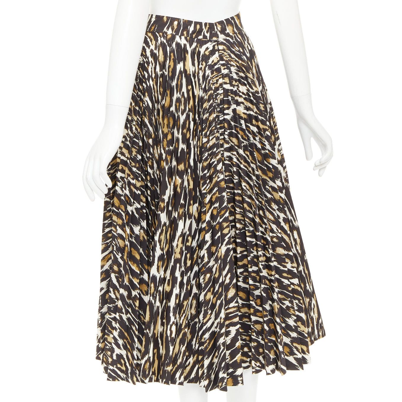 Calvin Klein CALVIN KLEIN 205W39NYC Raf Simons brown leopard print pleated skirt US0 XS Size 26" / US 2 / IT 38 - 6 Thumbnail