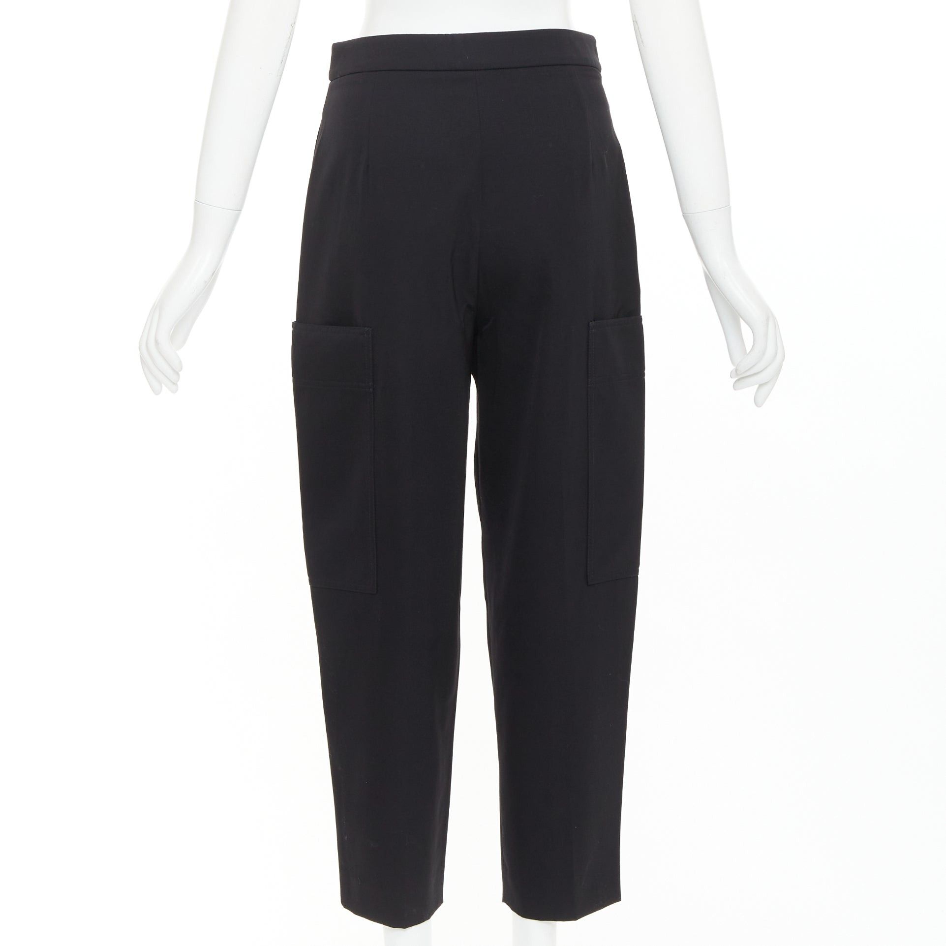 Stella McCartney STELLA MCCARTNEY black wool twill silver zip pocketed tapered pants IT36 XXS Size 25" / US 0 / IT 36 - 5 Thumbnail