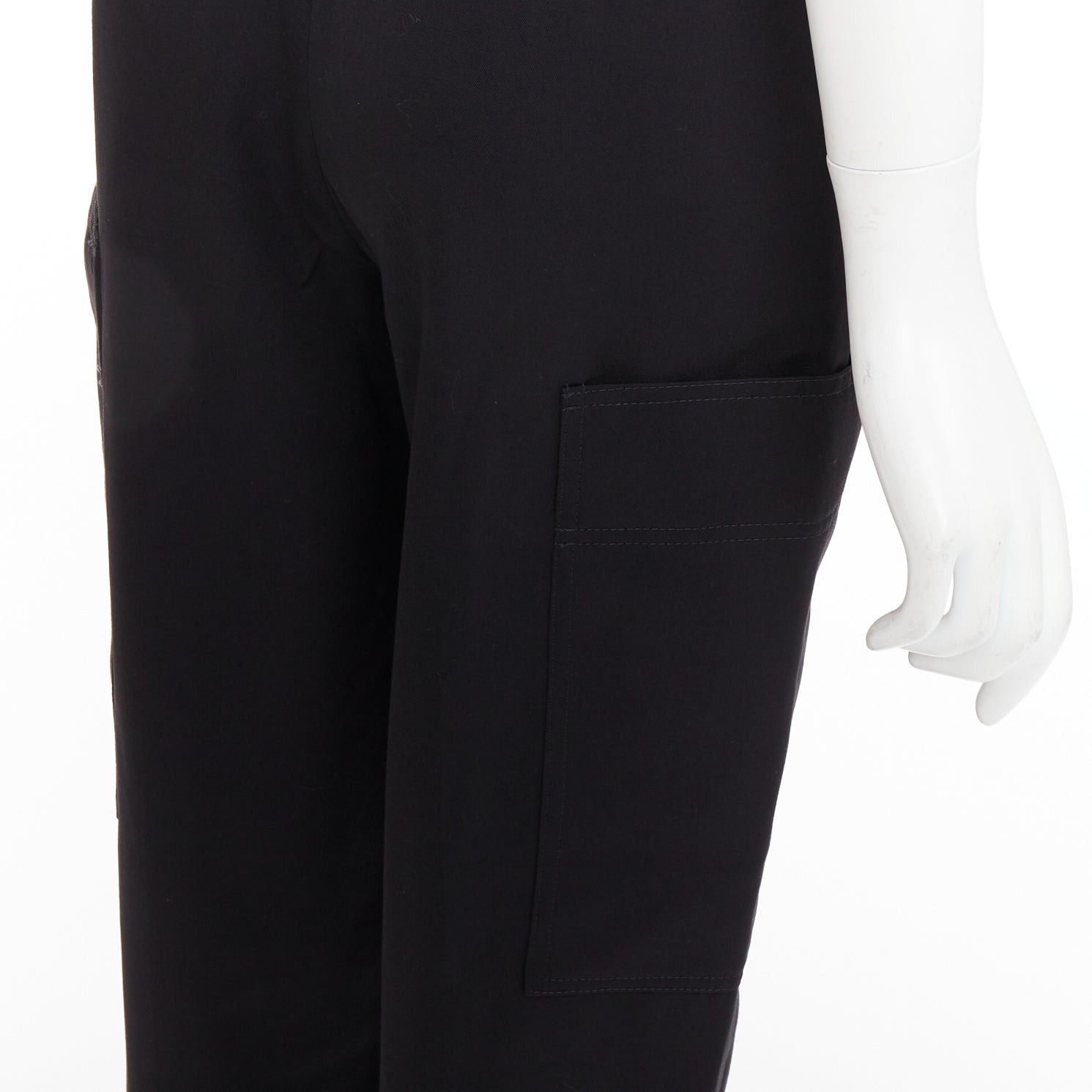 Stella McCartney STELLA MCCARTNEY black wool twill silver zip pocketed tapered pants IT36 XXS Size 25" / US 0 / IT 36 - 7 Thumbnail
