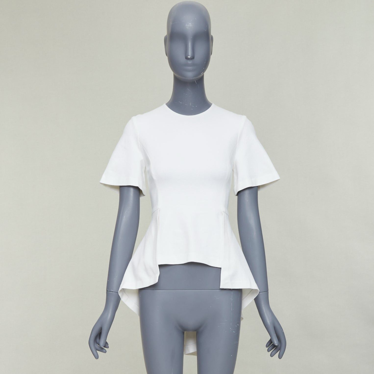 Rosetta Getty ROSETTA GETTY cream silk trim peplum cascade high low top top XS Size XS / US 0-2 / IT 36-38 - 9 Thumbnail