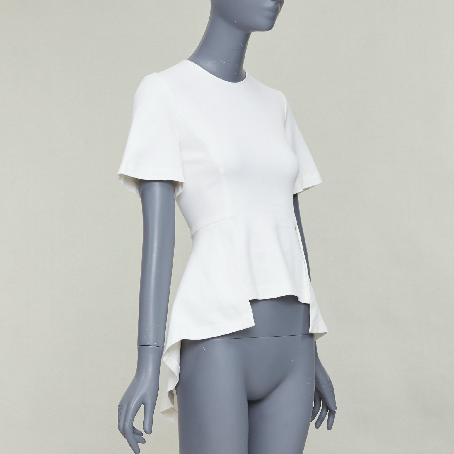 Rosetta Getty ROSETTA GETTY cream silk trim peplum cascade high low top top XS Size XS / US 0-2 / IT 36-38 - 3 Thumbnail