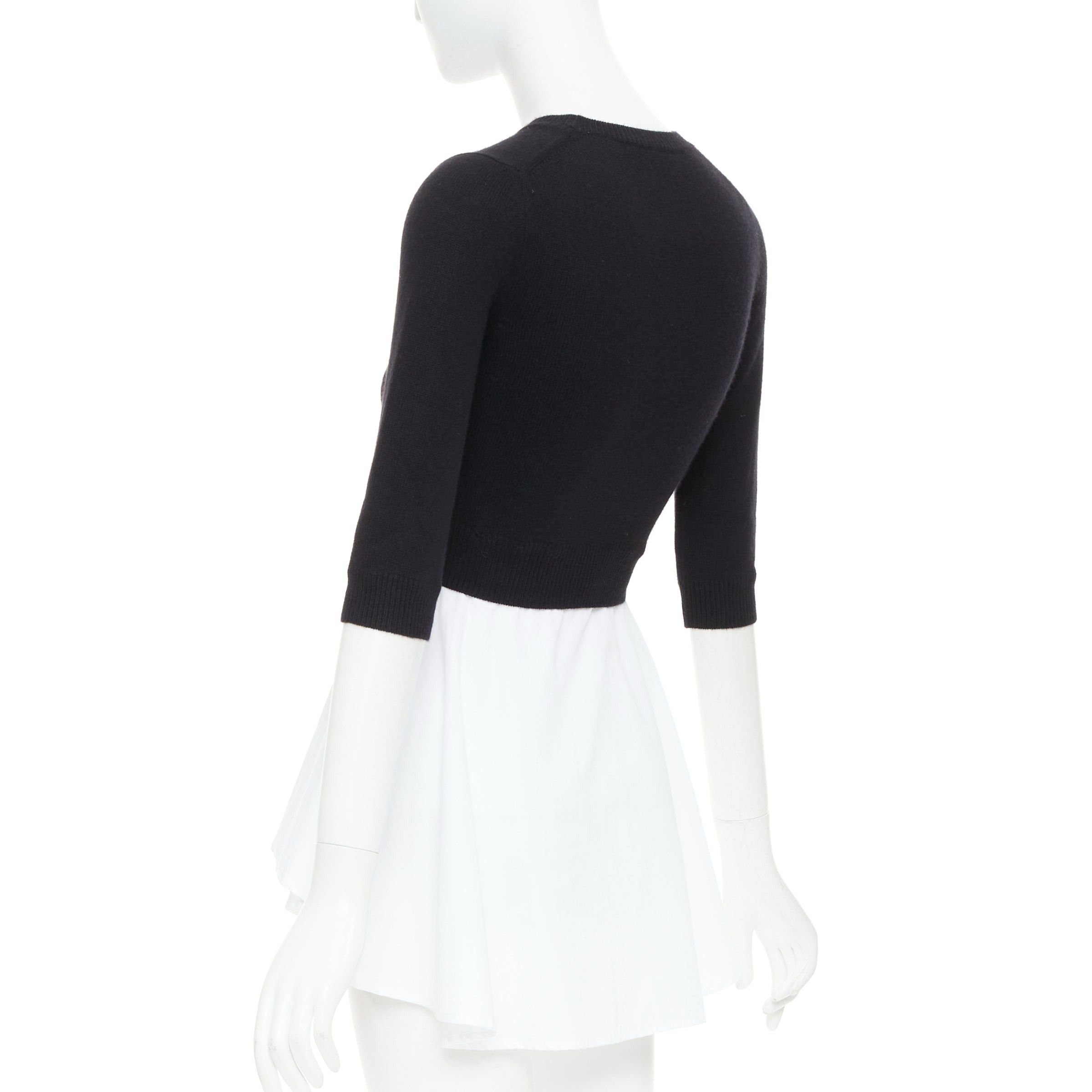 Alexander McQueen ALEXANDER MCQUEEN black wool cashmere sweater white cotton peplum top XXS Size XS / US 0-2 / IT 36-38 - 6 Thumbnail