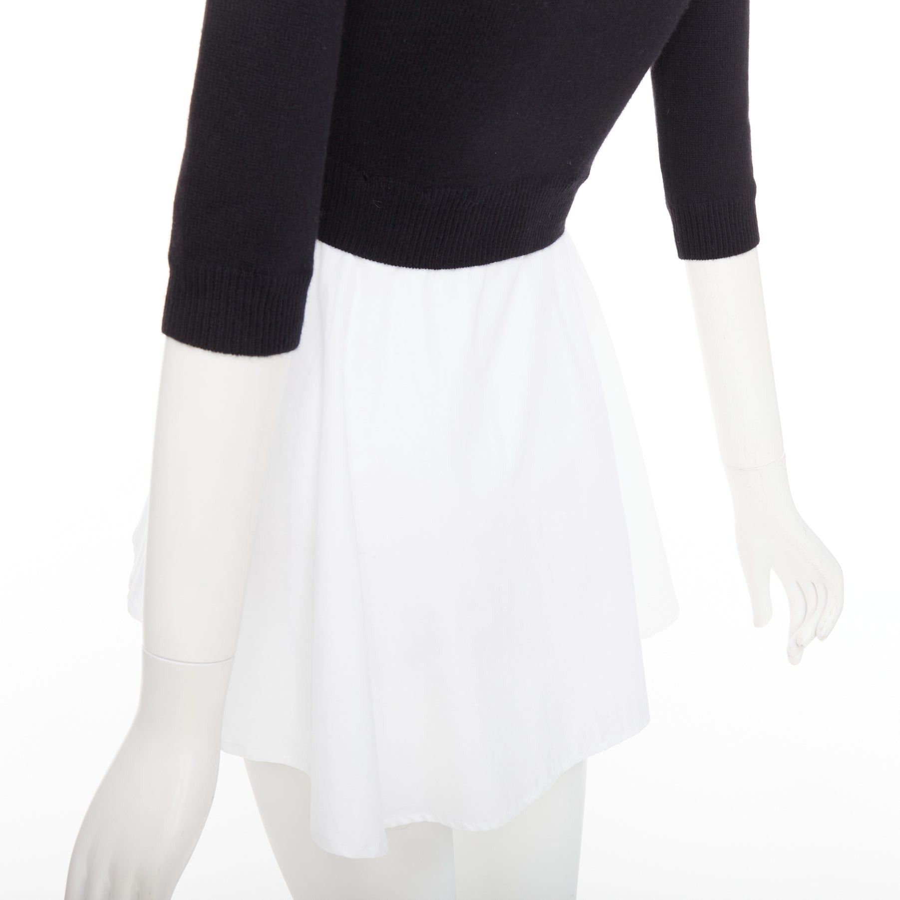 Alexander McQueen ALEXANDER MCQUEEN black wool cashmere sweater white cotton peplum top XXS Size XS / US 0-2 / IT 36-38 - 7 Thumbnail