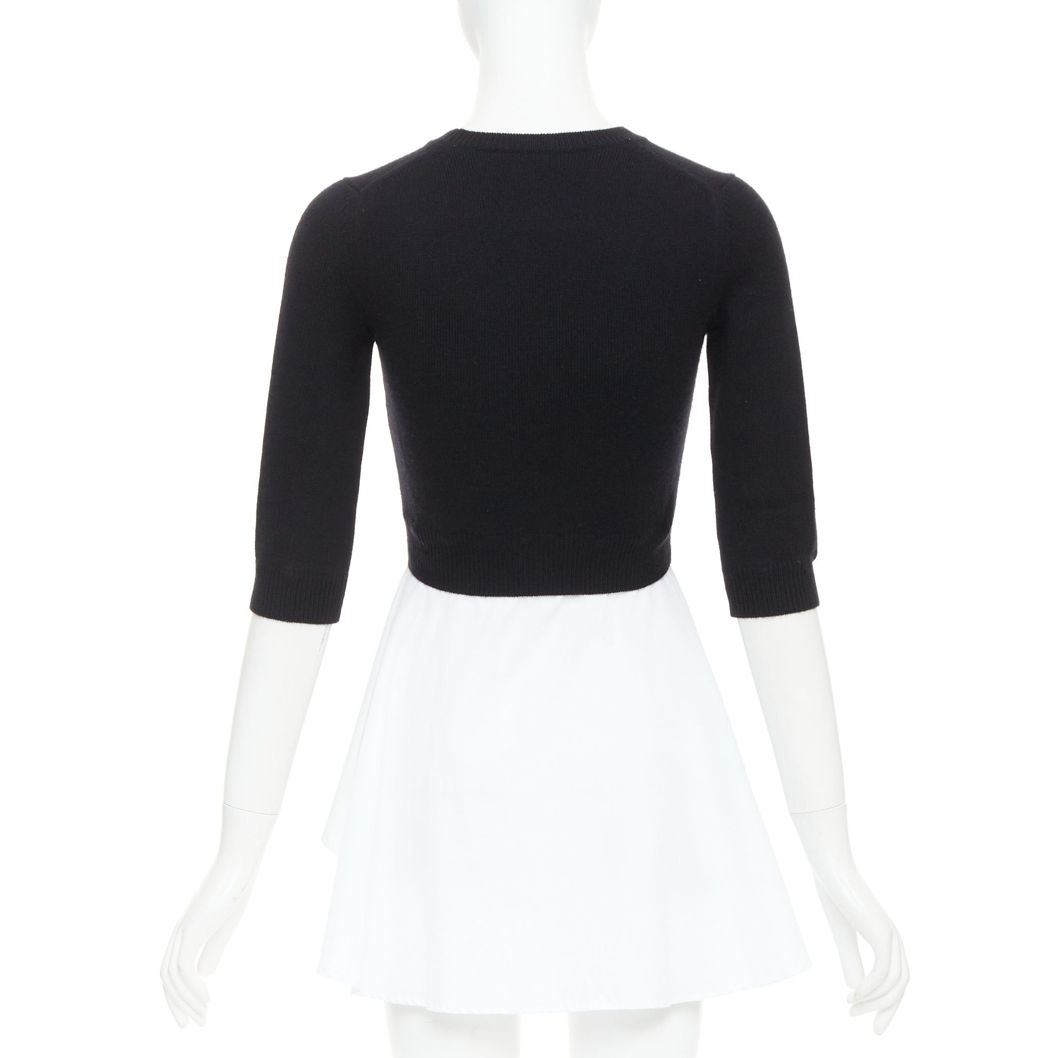 Alexander McQueen ALEXANDER MCQUEEN black wool cashmere sweater white cotton peplum top XXS Size XS / US 0-2 / IT 36-38 - 5 Thumbnail