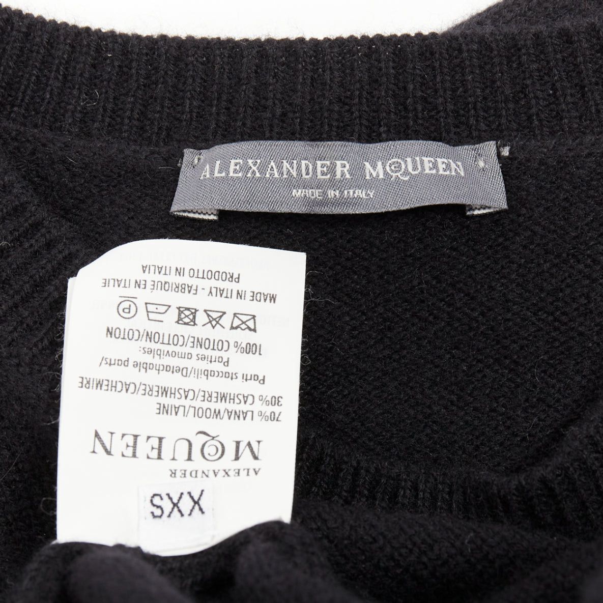 Alexander McQueen ALEXANDER MCQUEEN black wool cashmere sweater white cotton peplum top XXS Size XS / US 0-2 / IT 36-38 - 8 Thumbnail