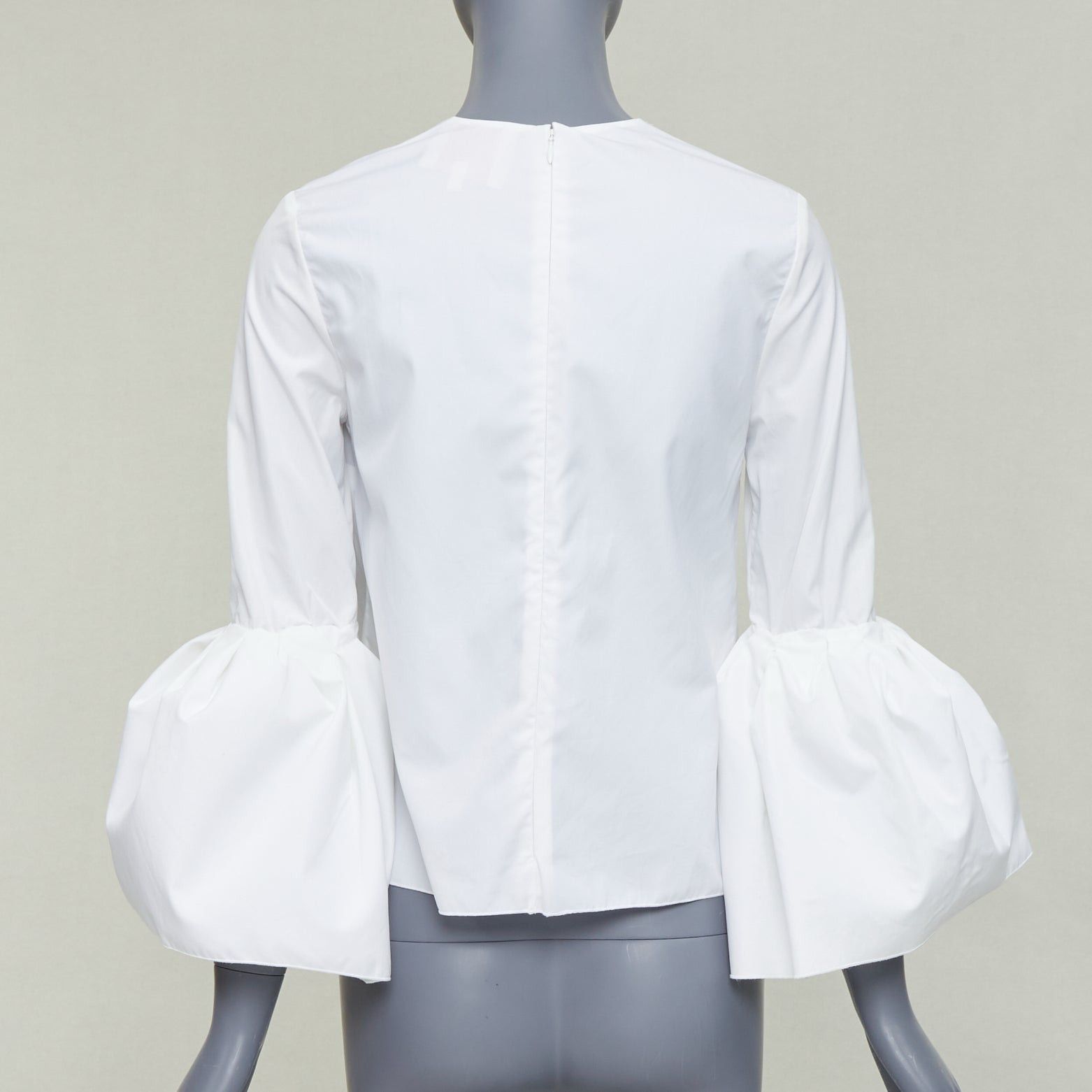 ROKSANDA ROKSANDA cream cotton fit flare ruffled cuff fitted crew neck shirt UK6 XS Size XS / US 0-2 / IT 36-38 - 5 Thumbnail