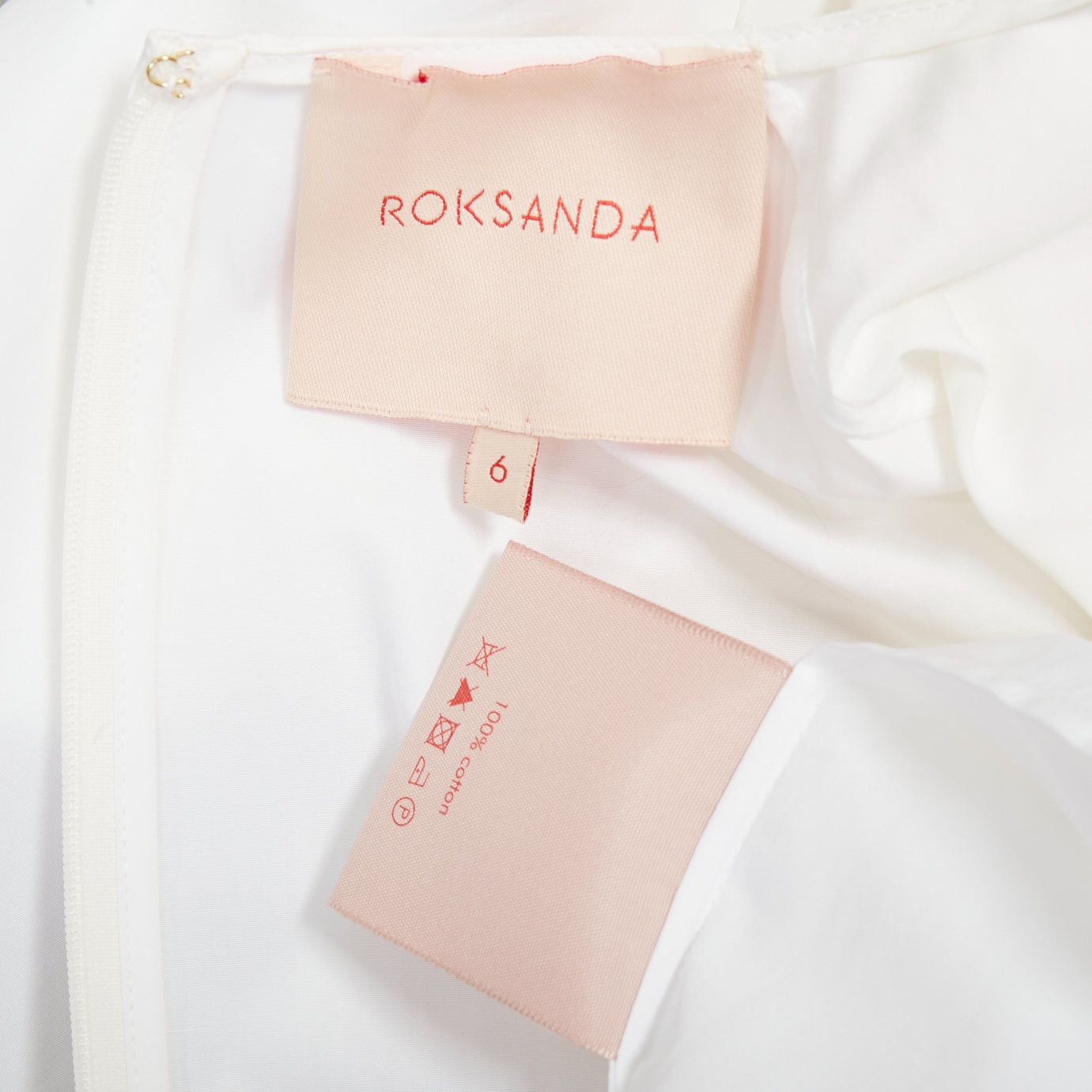 ROKSANDA ROKSANDA cream cotton fit flare ruffled cuff fitted crew neck shirt UK6 XS Size XS / US 0-2 / IT 36-38 - 8 Thumbnail