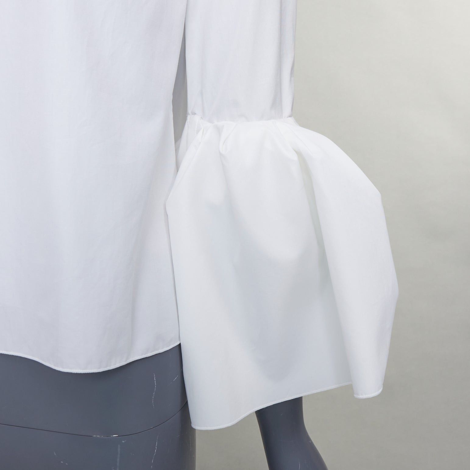 ROKSANDA ROKSANDA cream cotton fit flare ruffled cuff fitted crew neck shirt UK6 XS Size XS / US 0-2 / IT 36-38 - 2 Thumbnail