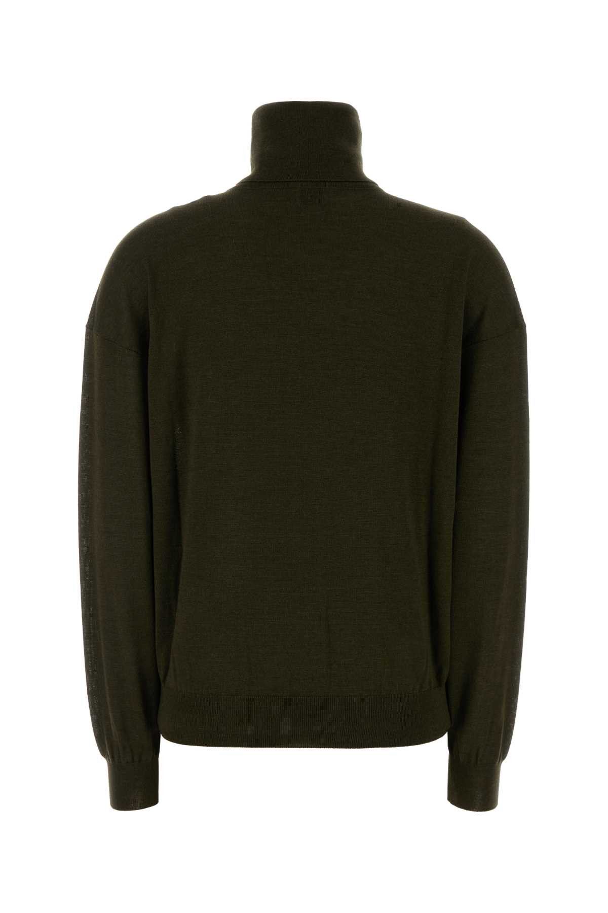 Saint Laurent Paris Olive Green Cashmere Blend Sweater Size S / US 4 / IT 40 - 2 Thumbnail