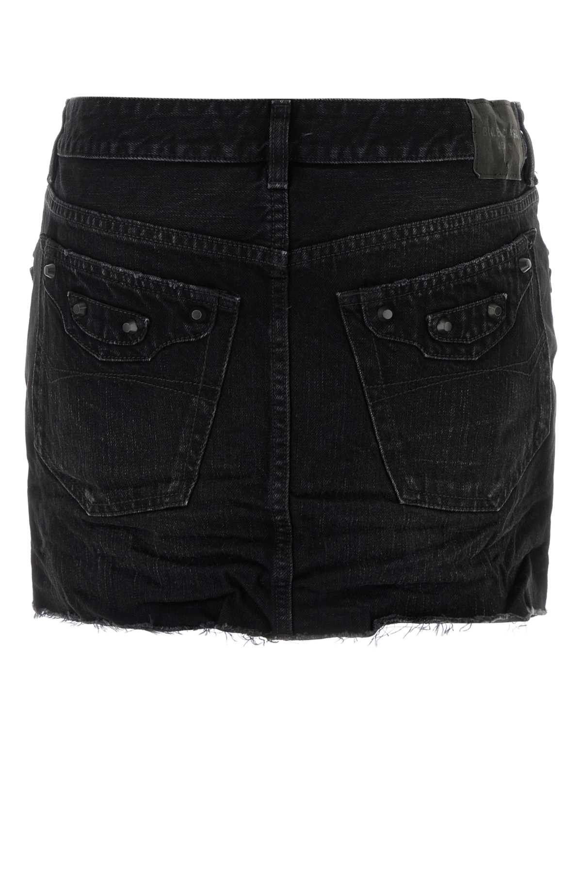 Balenciaga Black Denim Mini Skirt Size 28" / US 6 / IT 42 - 2 Thumbnail