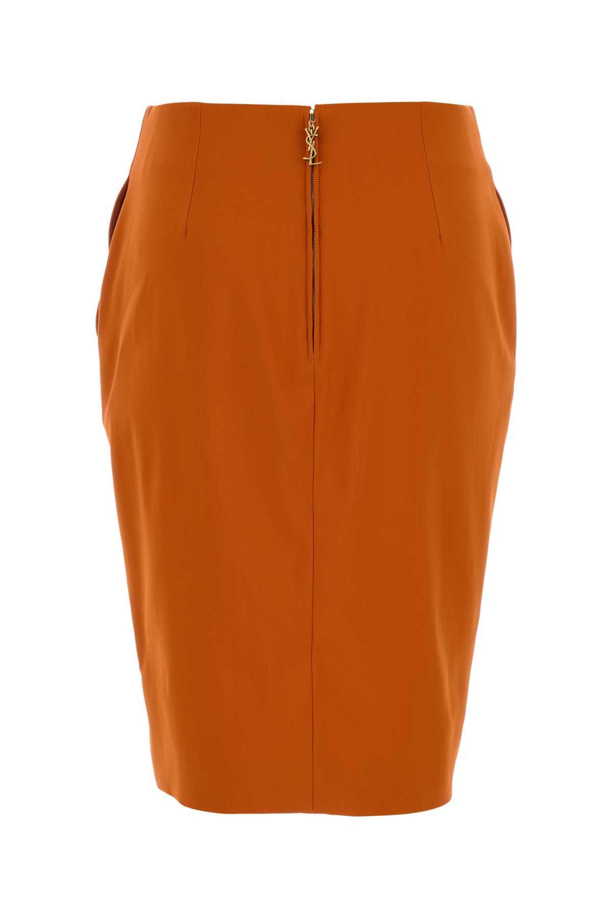 Saint Laurent Paris Orange Stretch Viscose Blend Skirt Size 28" / US 6 / IT 42 - 2 Thumbnail