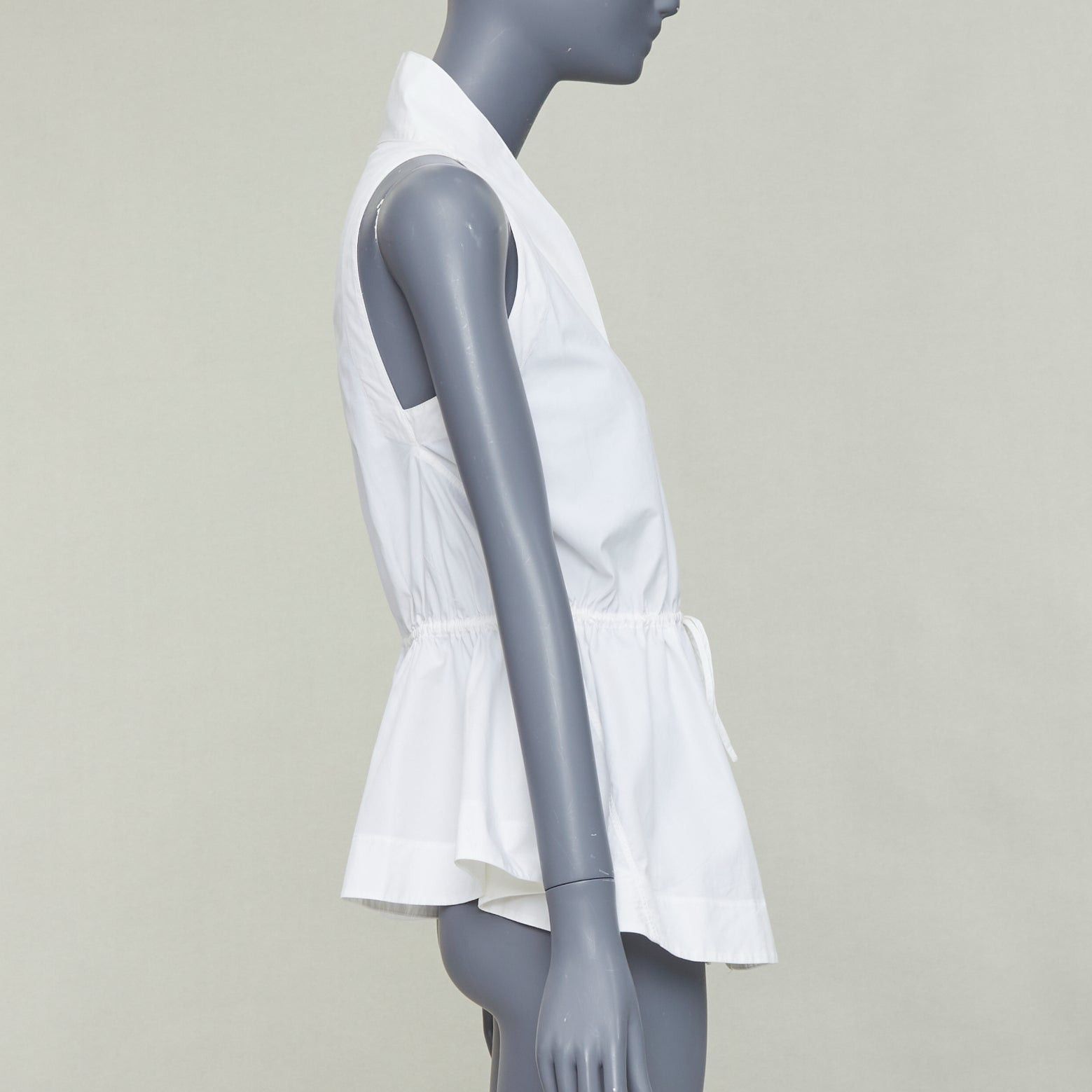 Alaia ALAIA off white cotton drawstring tie waist halter shirt top FR36 S Size S / US 4 / IT 40 - 4 Thumbnail