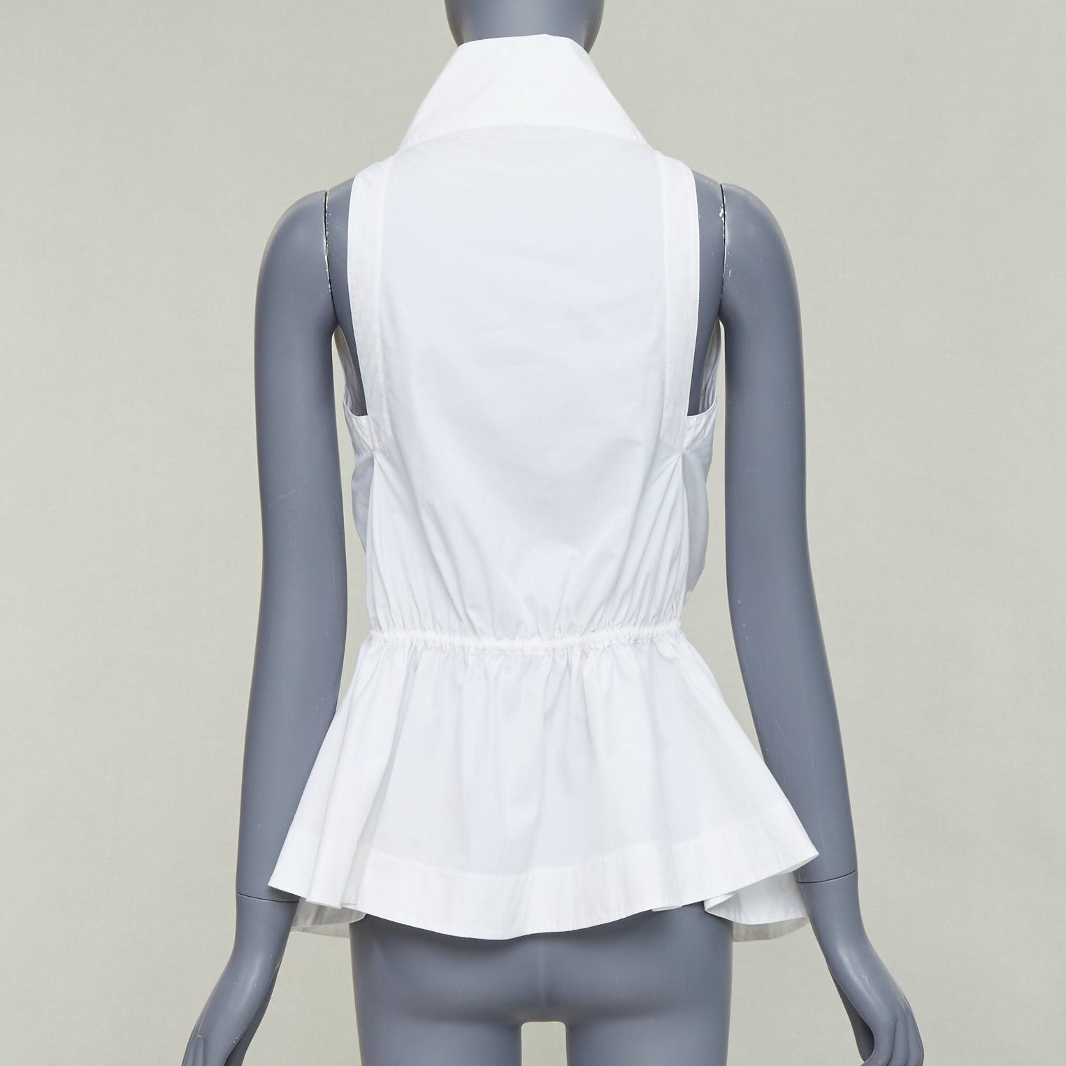 Alaia ALAIA off white cotton drawstring tie waist halter shirt top FR36 S Size S / US 4 / IT 40 - 5 Thumbnail