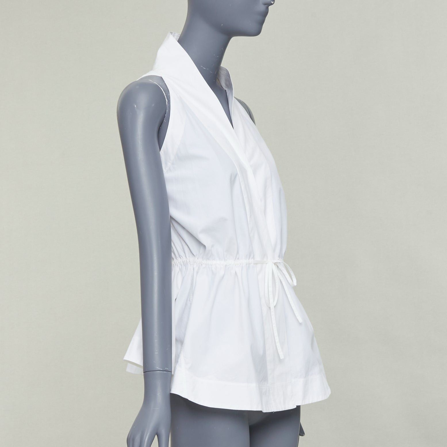 Alaia ALAIA off white cotton drawstring tie waist halter shirt top FR36 S Size S / US 4 / IT 40 - 3 Thumbnail