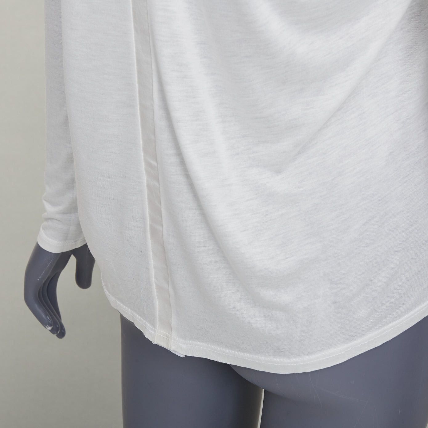 The Row THE ROW cream viscose silk trim scoop neck soft relaxed tshirt XS Size S / US 4 / IT 40 - 2 Thumbnail