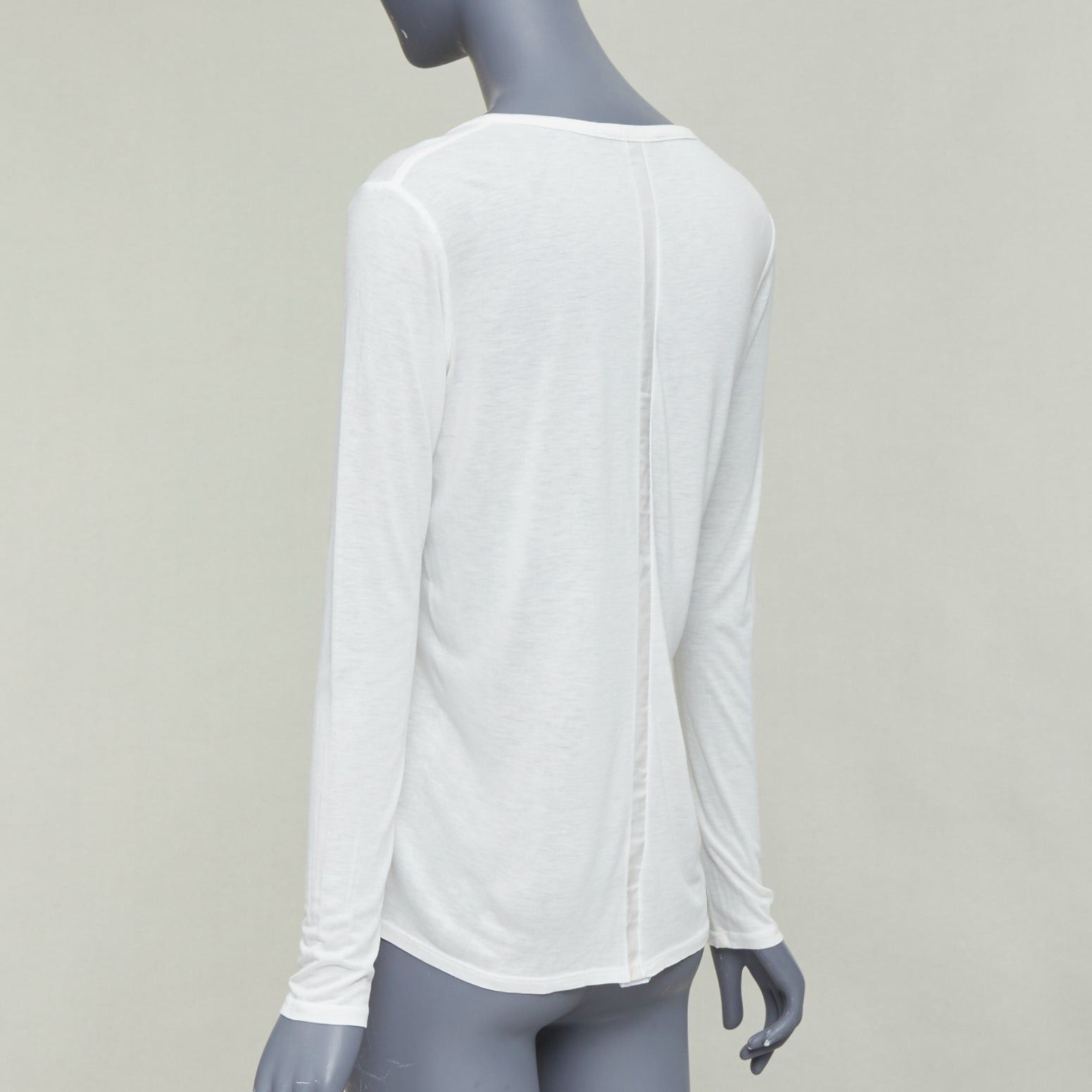 The Row THE ROW cream viscose silk trim scoop neck soft relaxed tshirt XS Size S / US 4 / IT 40 - 6 Thumbnail