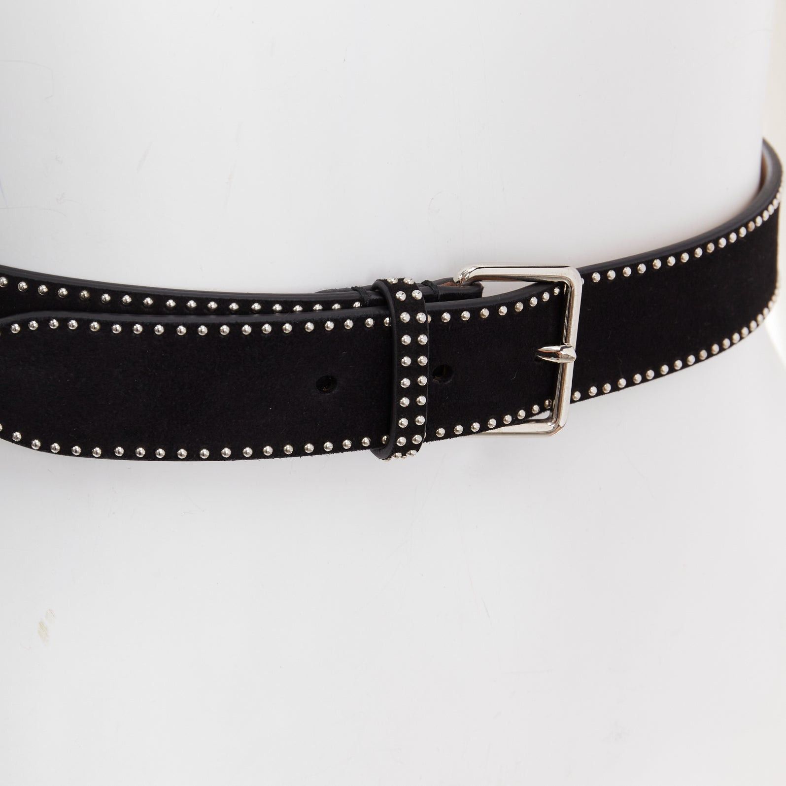 Alaia ALAIA black suede leather silver mini dome studded buckled belt 65cm Size ONE SIZE - 7 Thumbnail