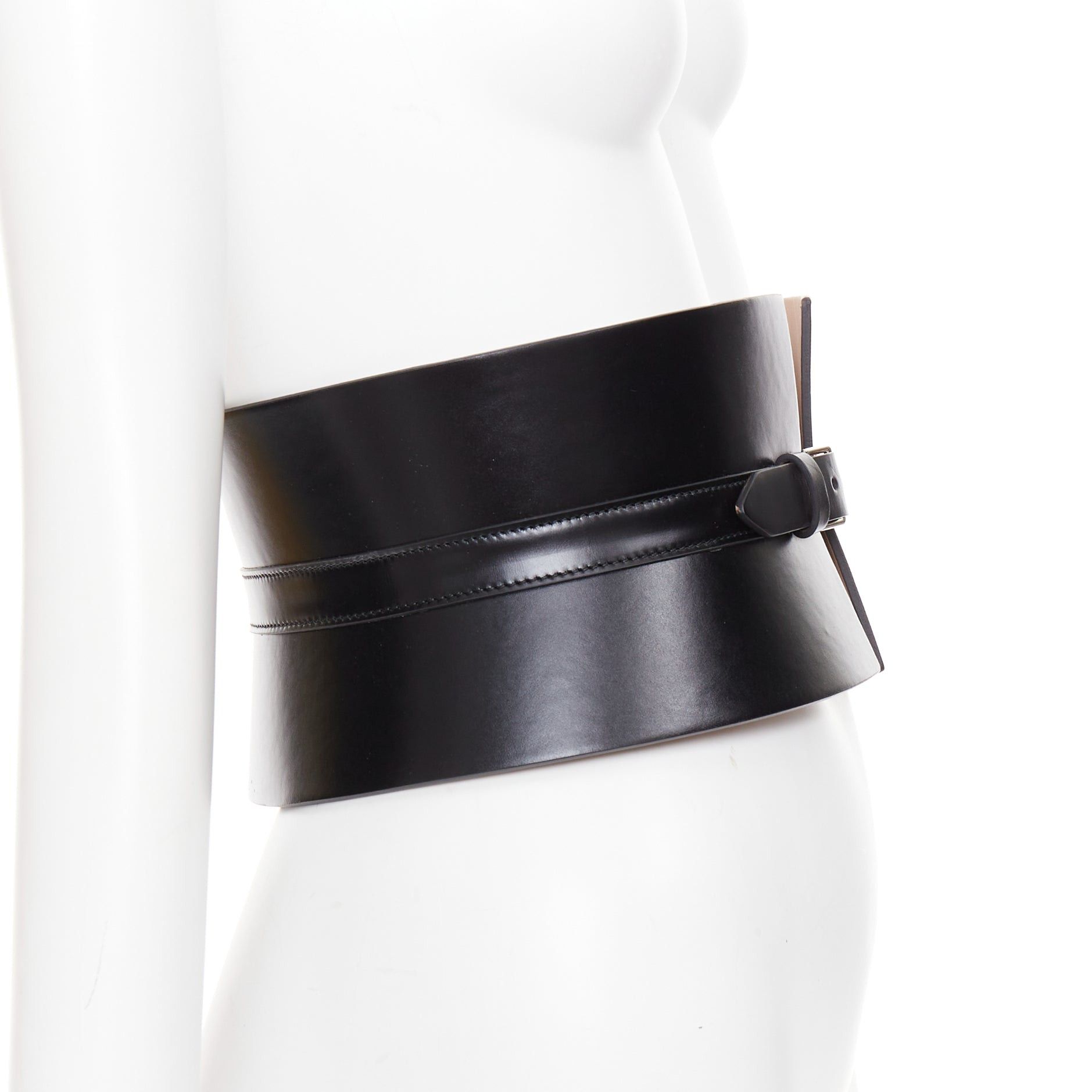 Alaia ALAIA black leather slim closure wide statement corset cinch belt 65cm Size ONE SIZE - 3 Thumbnail