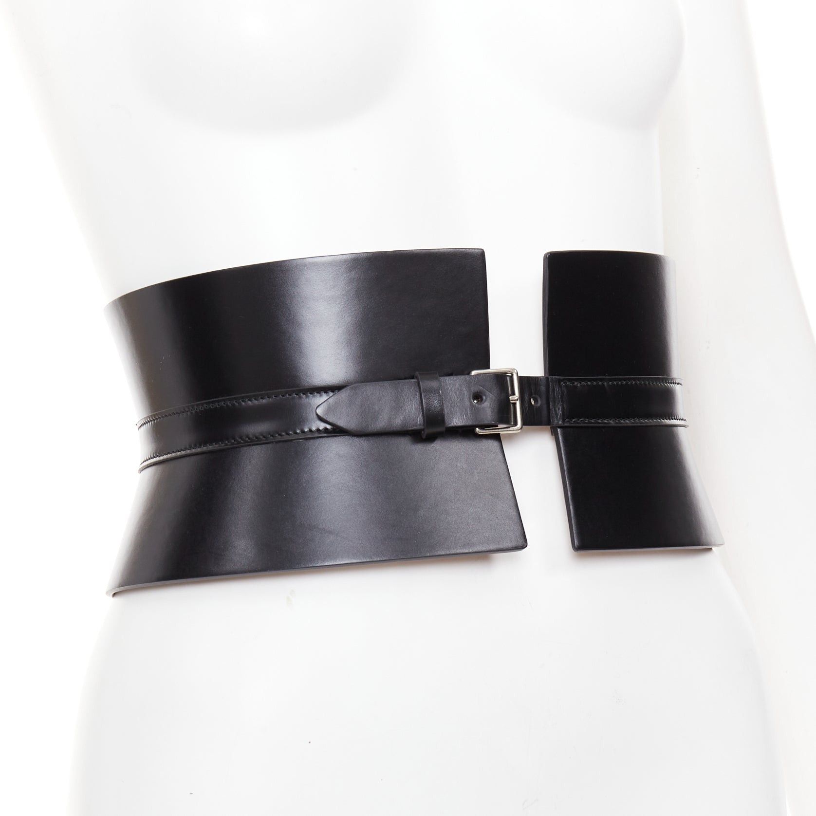 Alaia ALAIA black leather slim closure wide statement corset cinch belt 65cm Size ONE SIZE - 2 Thumbnail