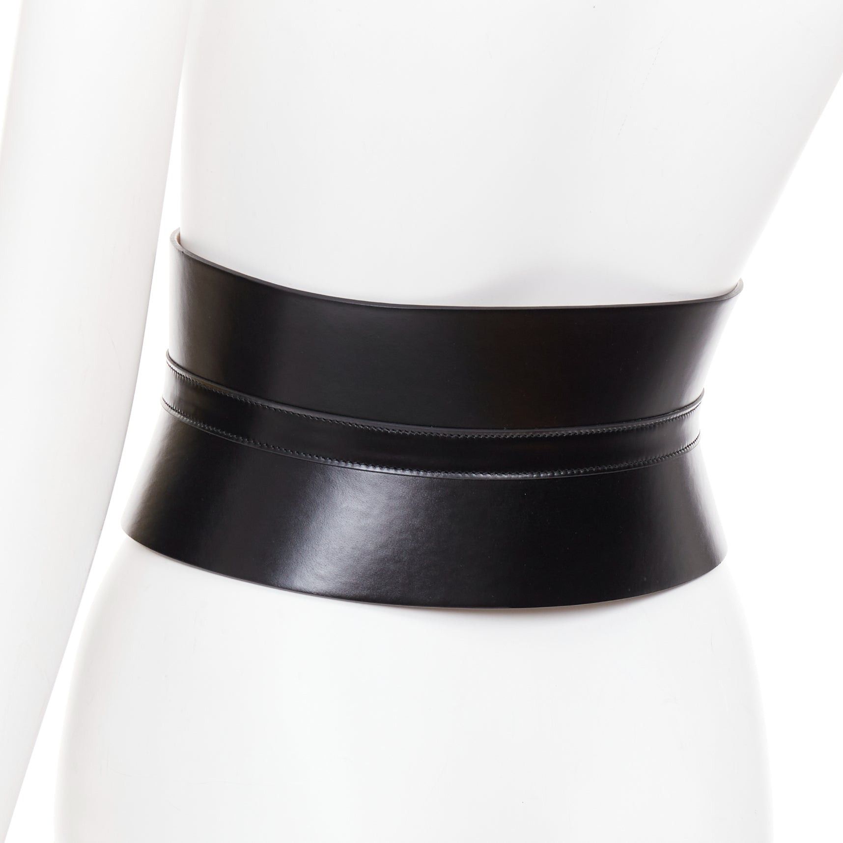Alaia ALAIA black leather slim closure wide statement corset cinch belt 65cm Size ONE SIZE - 5 Thumbnail