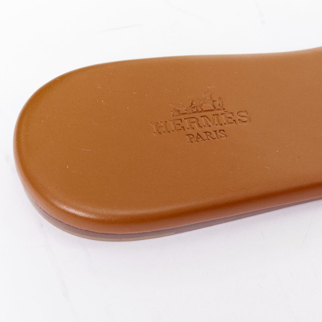 Hermes HERMES Lisboa Chaine d‚ÄôAncre brown leather cut out flat sandal slippers EU37.5 Size US 7.5 / IT 37.5 - 8 Thumbnail