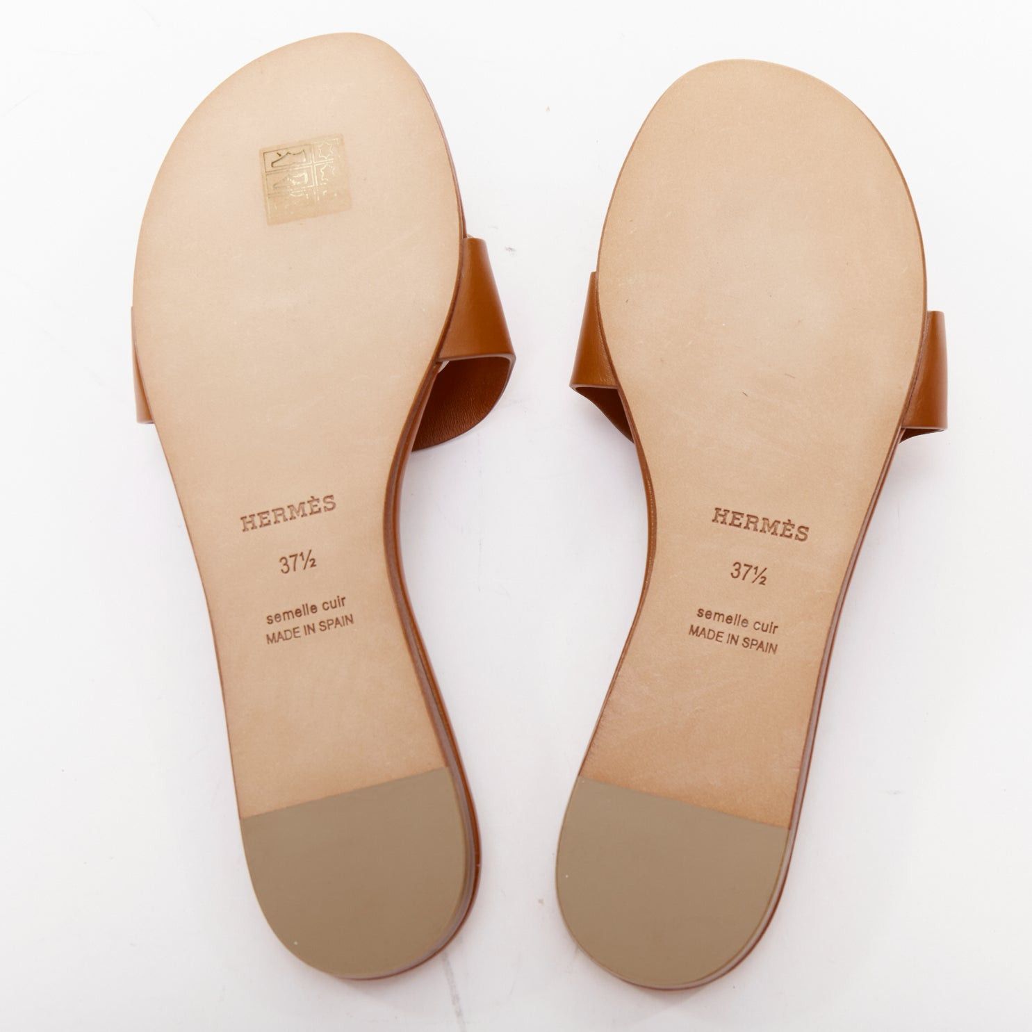 Hermes HERMES Lisboa Chaine d‚ÄôAncre brown leather cut out flat sandal slippers EU37.5 Size US 7.5 / IT 37.5 - 11 Thumbnail