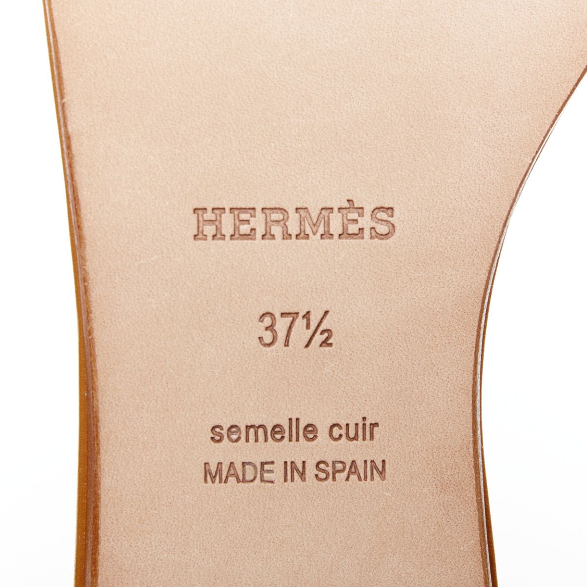 Hermes HERMES Lisboa Chaine d‚ÄôAncre brown leather cut out flat sandal slippers EU37.5 Size US 7.5 / IT 37.5 - 10 Thumbnail
