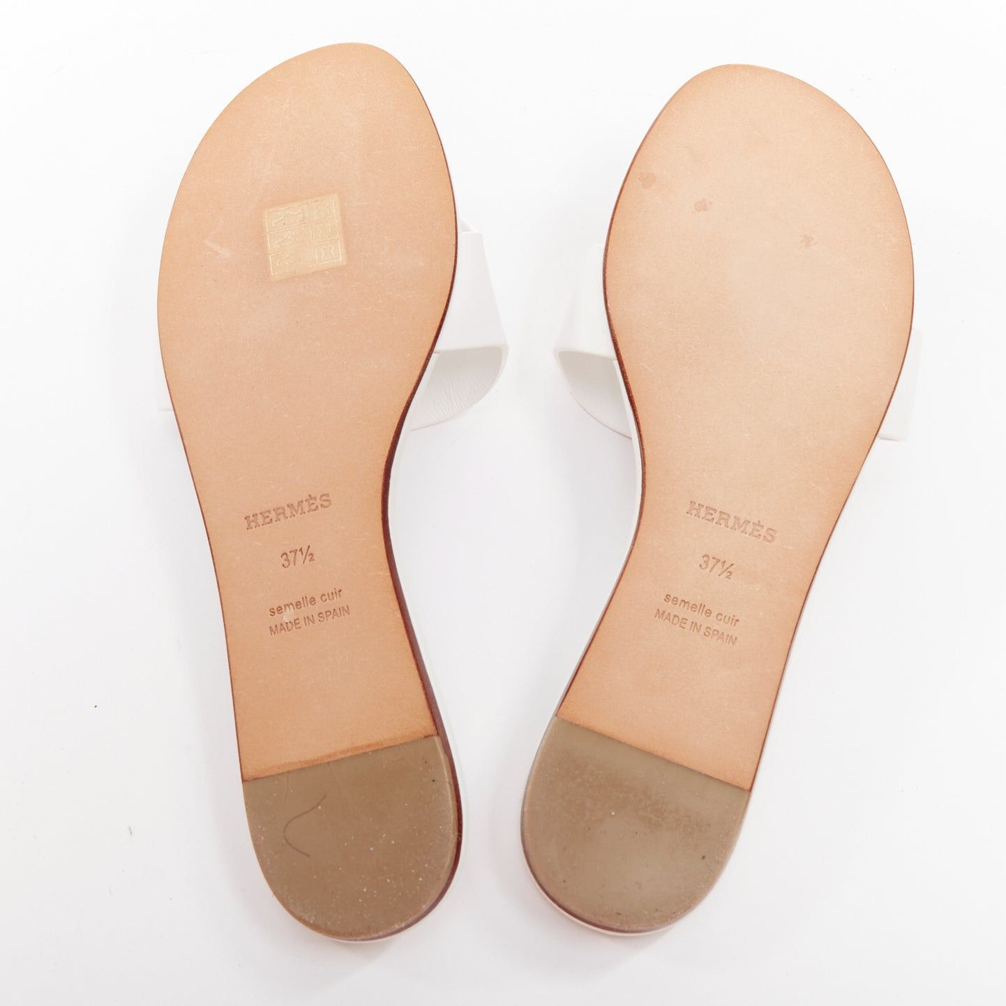 Hermes HERMES Lisboa Chaine d‚ÄôAncre white leather cut out flat sandal slippers EU37.5 Size US 7.5 / IT 37.5 - 11 Thumbnail