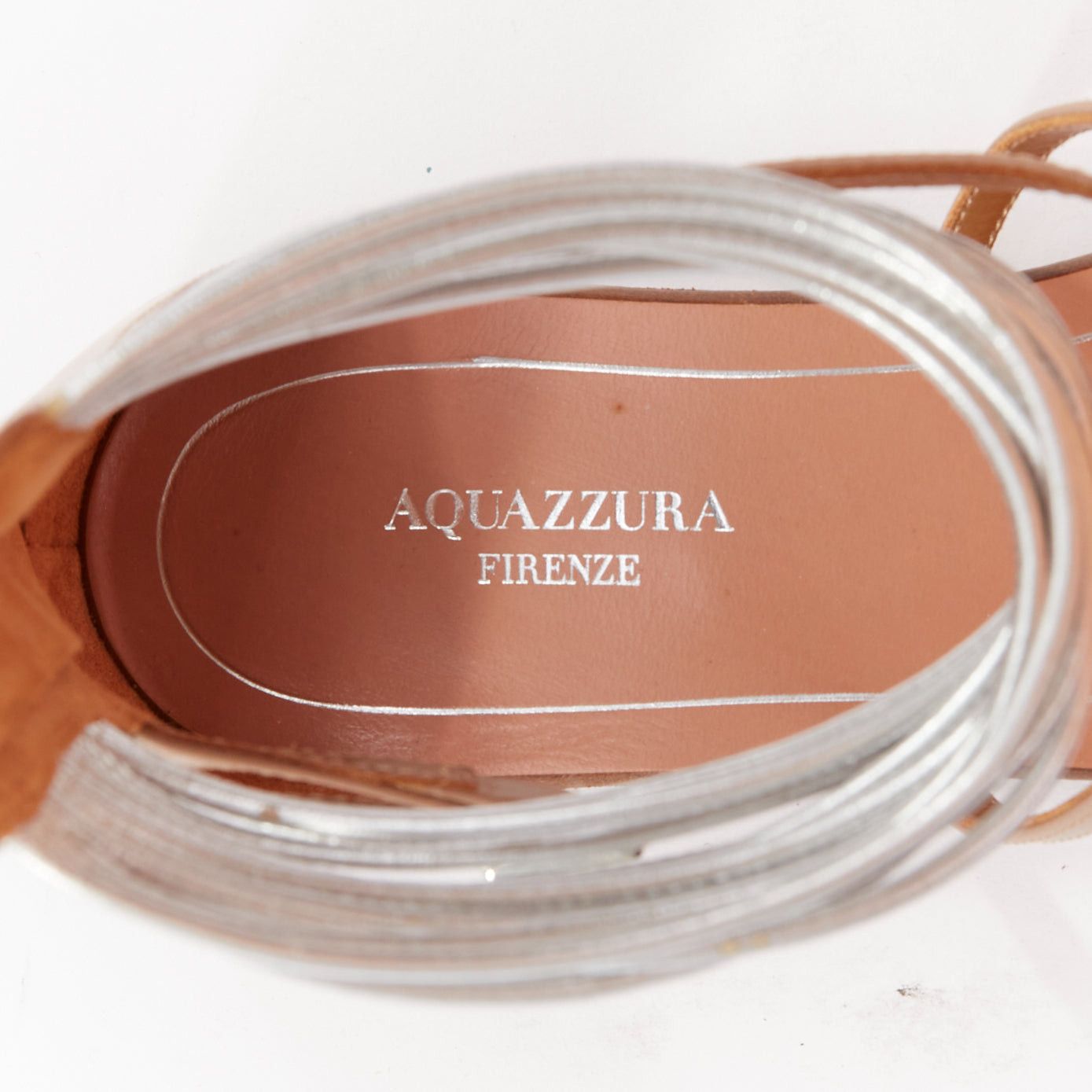 Aquazzura AQUAZZURA Spin Me Around silver coil nude leather gladiator flat sandals EU37.5 Size US 7.5 / IT 37.5 - 9 Thumbnail