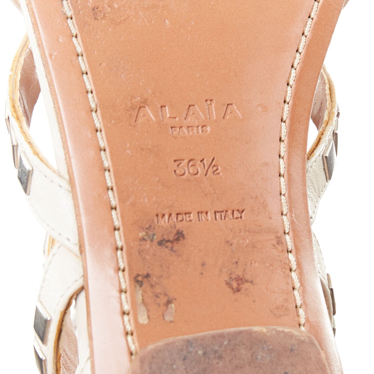 Alaia ALAIA silver square studded nude leather flat gladiator sandals EU36.5 Size US 6.5 / IT 36.5 - 9 Thumbnail