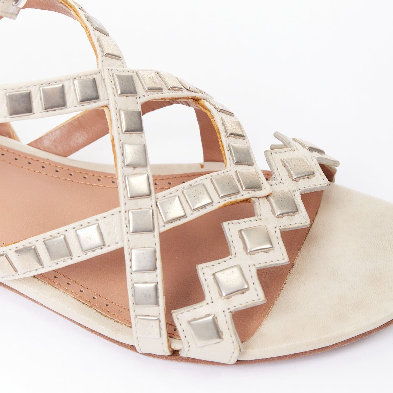 Alaia ALAIA silver square studded nude leather flat gladiator sandals EU36.5 Size US 6.5 / IT 36.5 - 7 Thumbnail