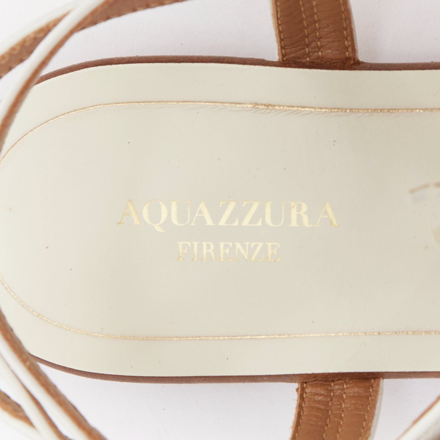 Aquazzura AQUAZZURA off white fringe trim T bar strap flat sandals EU37 Size US 7 / IT 37 - 9 Thumbnail