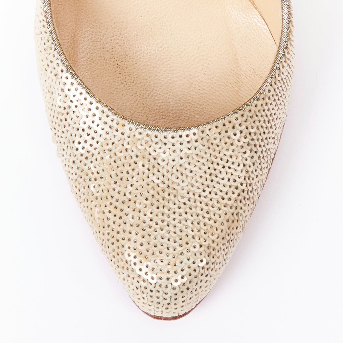 Christian Louboutin CHRISTIAN LOUBOUTIN Fifi 100 gold sequinned almond toe pumps EU37.5 Size US 7.5 / IT 37.5 - 6 Thumbnail