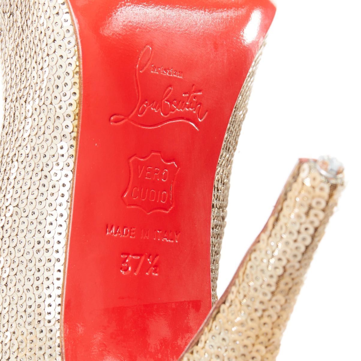Christian Louboutin CHRISTIAN LOUBOUTIN Fifi 100 gold sequinned almond toe pumps EU37.5 Size US 7.5 / IT 37.5 - 10 Thumbnail