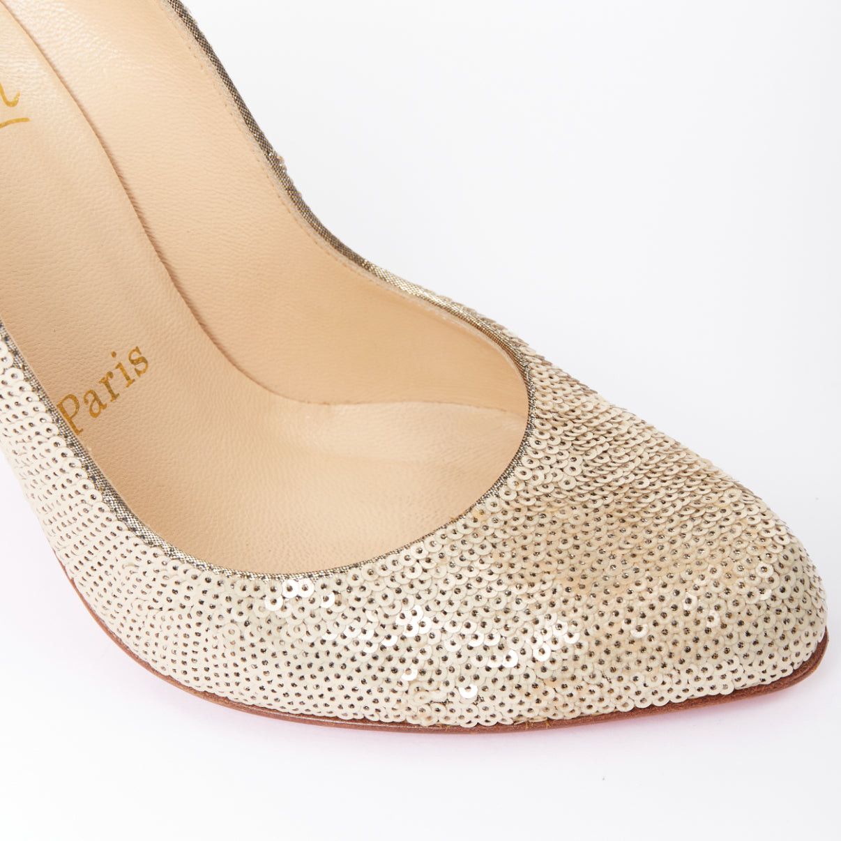 Christian Louboutin CHRISTIAN LOUBOUTIN Fifi 100 gold sequinned almond toe pumps EU37.5 Size US 7.5 / IT 37.5 - 7 Thumbnail