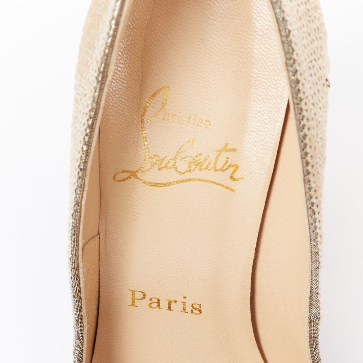 Christian Louboutin CHRISTIAN LOUBOUTIN Fifi 100 gold sequinned almond toe pumps EU37.5 Size US 7.5 / IT 37.5 - 9 Thumbnail