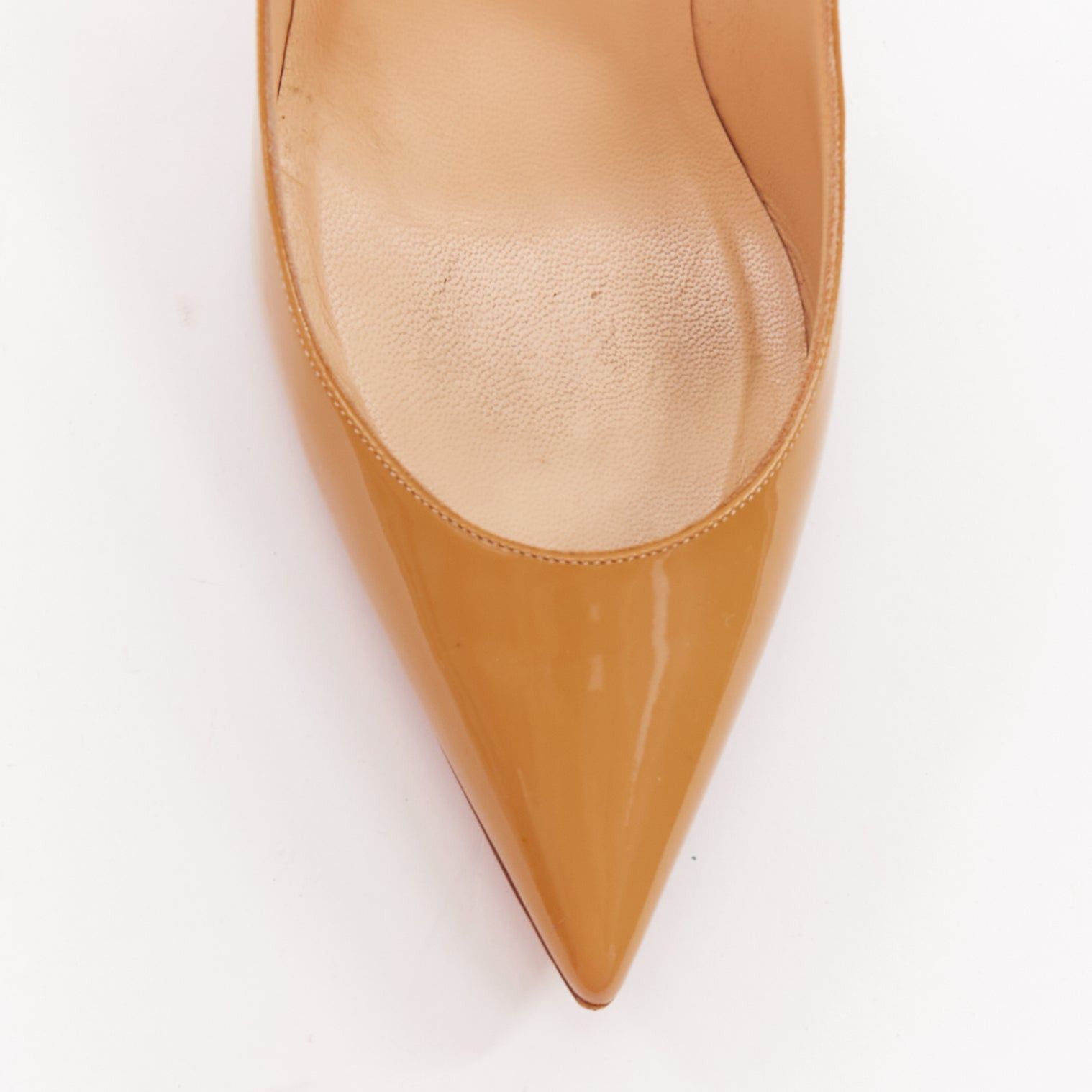 Christian Louboutin CHRISTIAN LOUBOUTIN So KAte beige tan patent point toe stiletto pumps EU37.5 Size US 7.5 / IT 37.5 - 6 Thumbnail