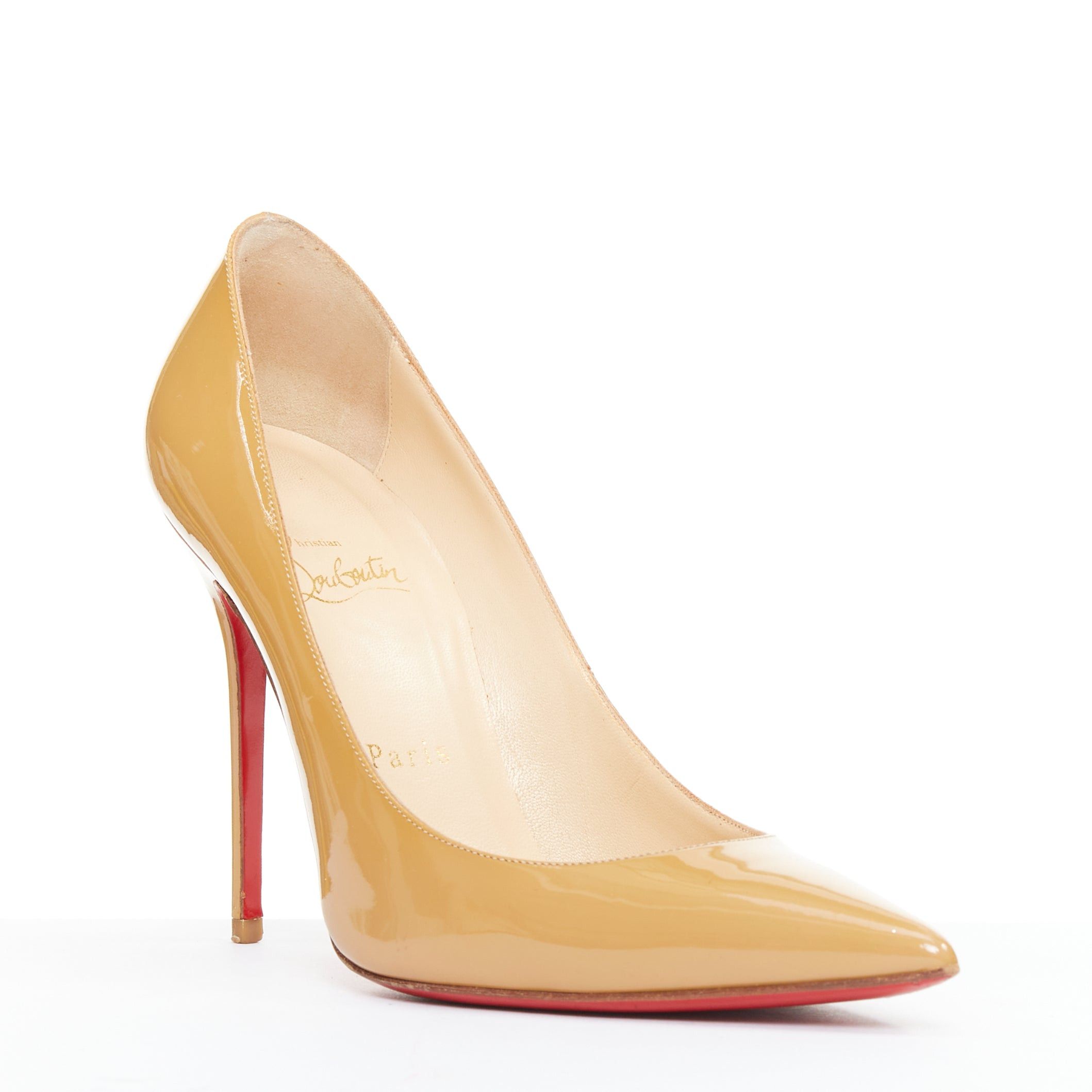 Christian Louboutin CHRISTIAN LOUBOUTIN So KAte beige tan patent point toe stiletto pumps EU37.5 Size US 7.5 / IT 37.5 - 2 Thumbnail