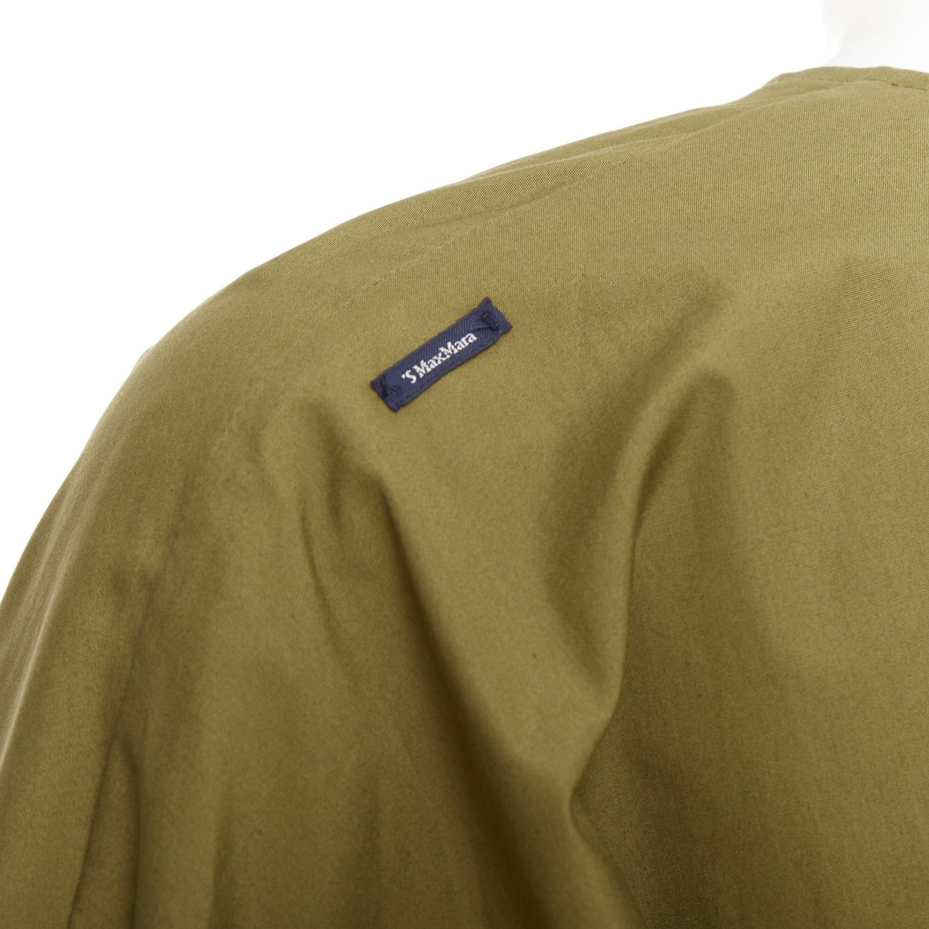 Max Mara S' MAX MARA Maya khaki green cotton belted cuffs hi low tunic shirt top IT34 XXS Size XS / US 0-2 / IT 36-38 - 2 Thumbnail