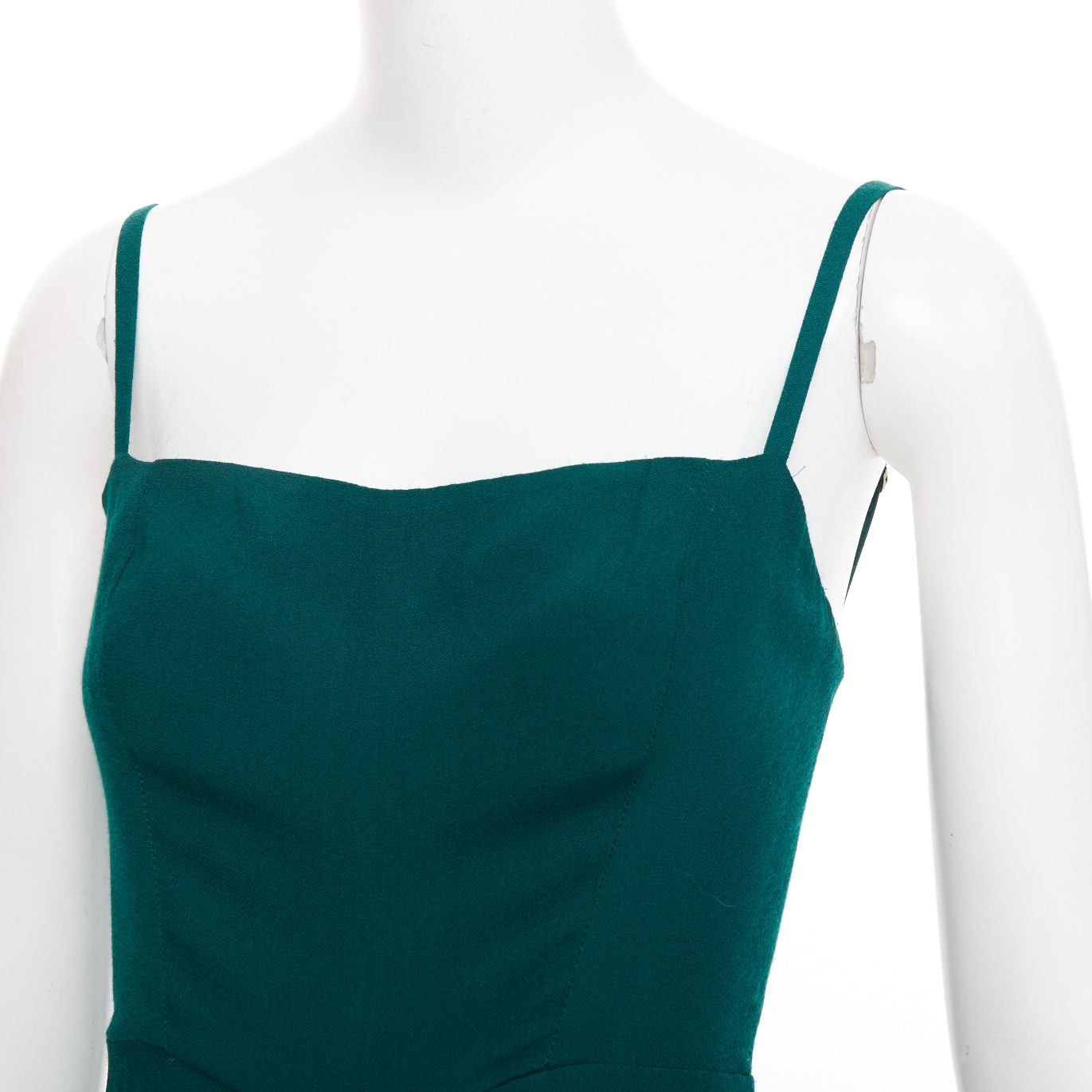 Reformation REFORMATION forest green viscose blend square neck cropped jumpsuit US0 XS Size 26" / US 2 / IT 38 - 2 Thumbnail