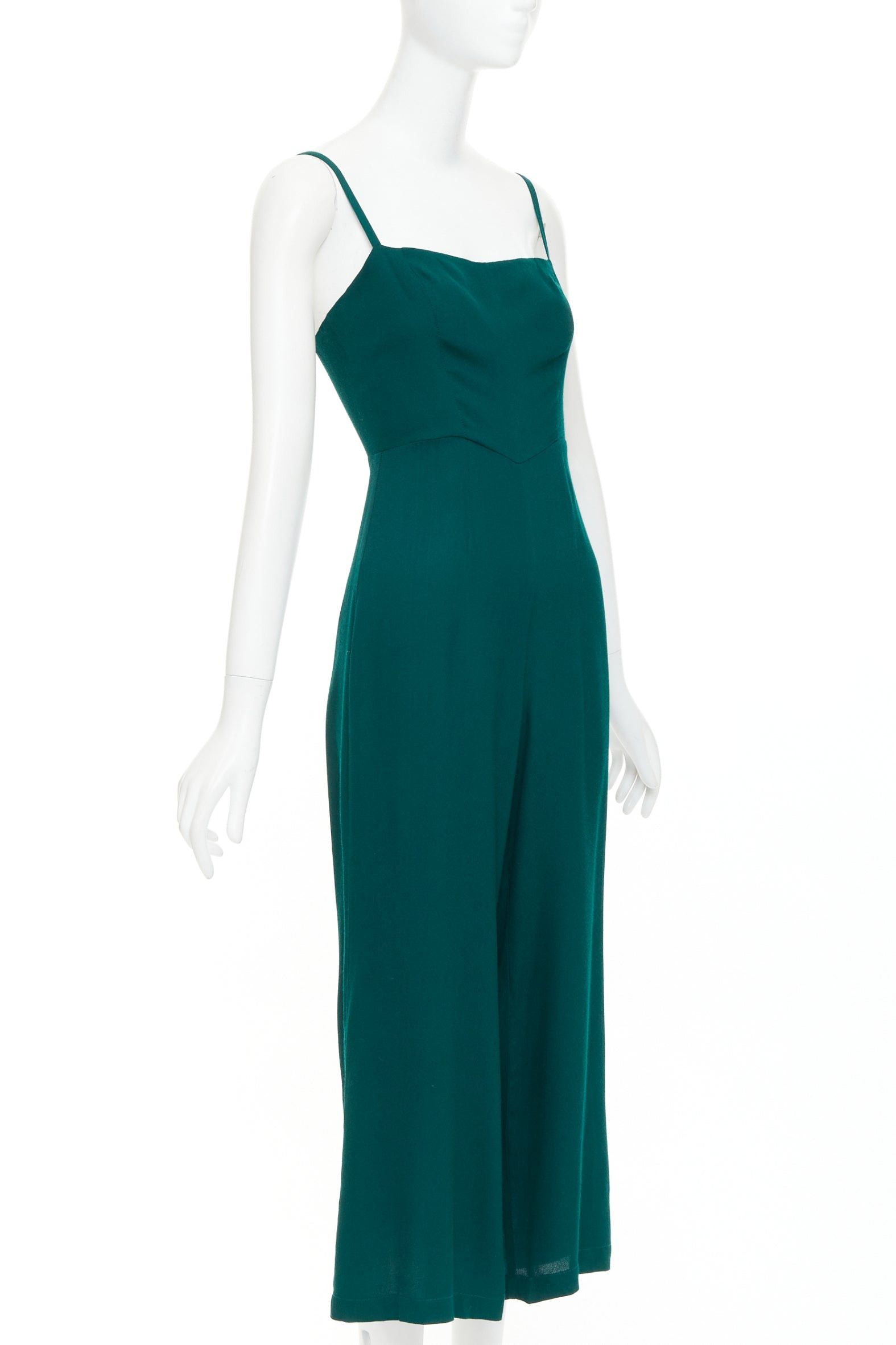 Reformation REFORMATION forest green viscose blend square neck cropped jumpsuit US0 XS Size 26" / US 2 / IT 38 - 3 Thumbnail