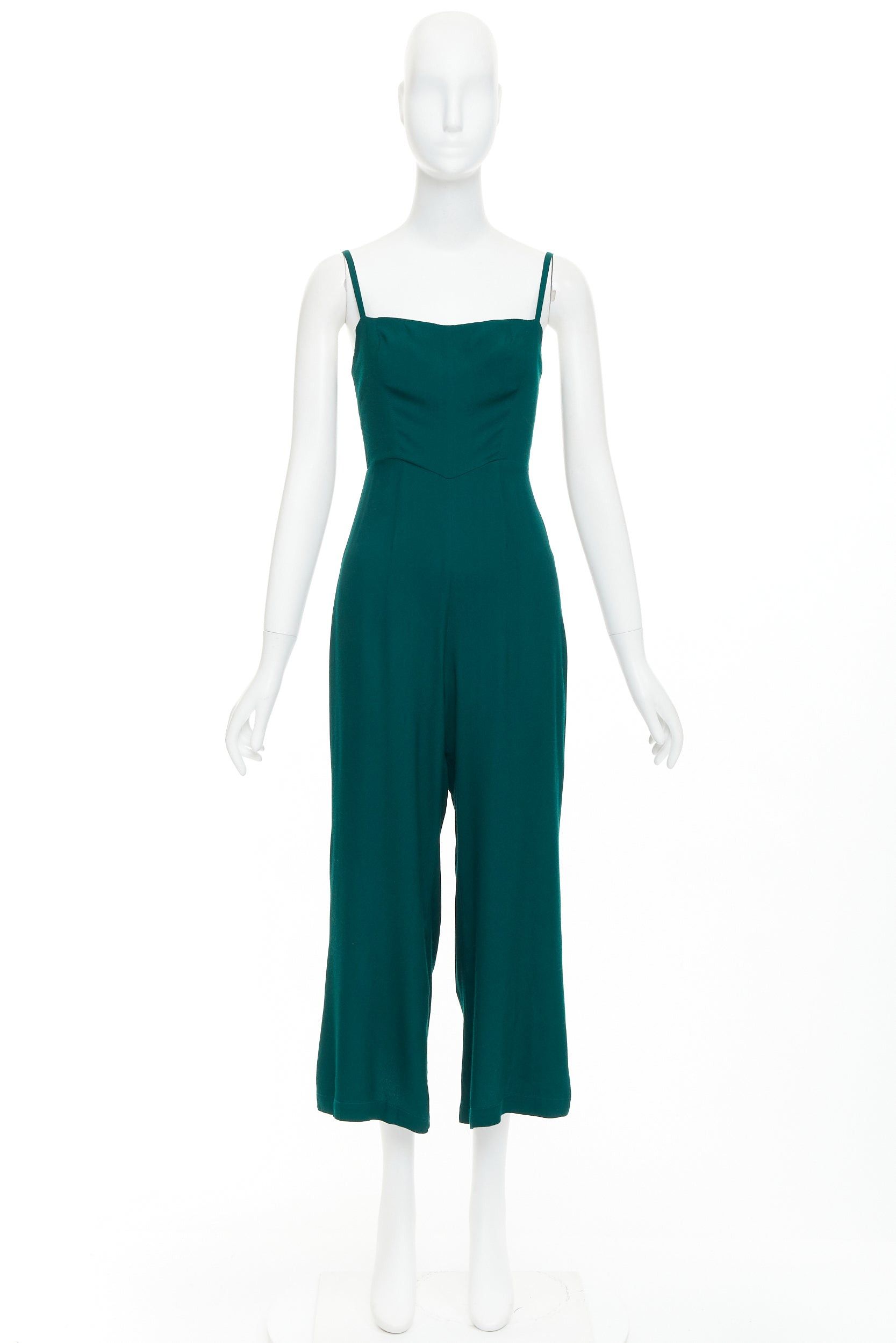 Reformation REFORMATION forest green viscose blend square neck cropped jumpsuit US0 XS Size 26" / US 2 / IT 38 - 9 Thumbnail
