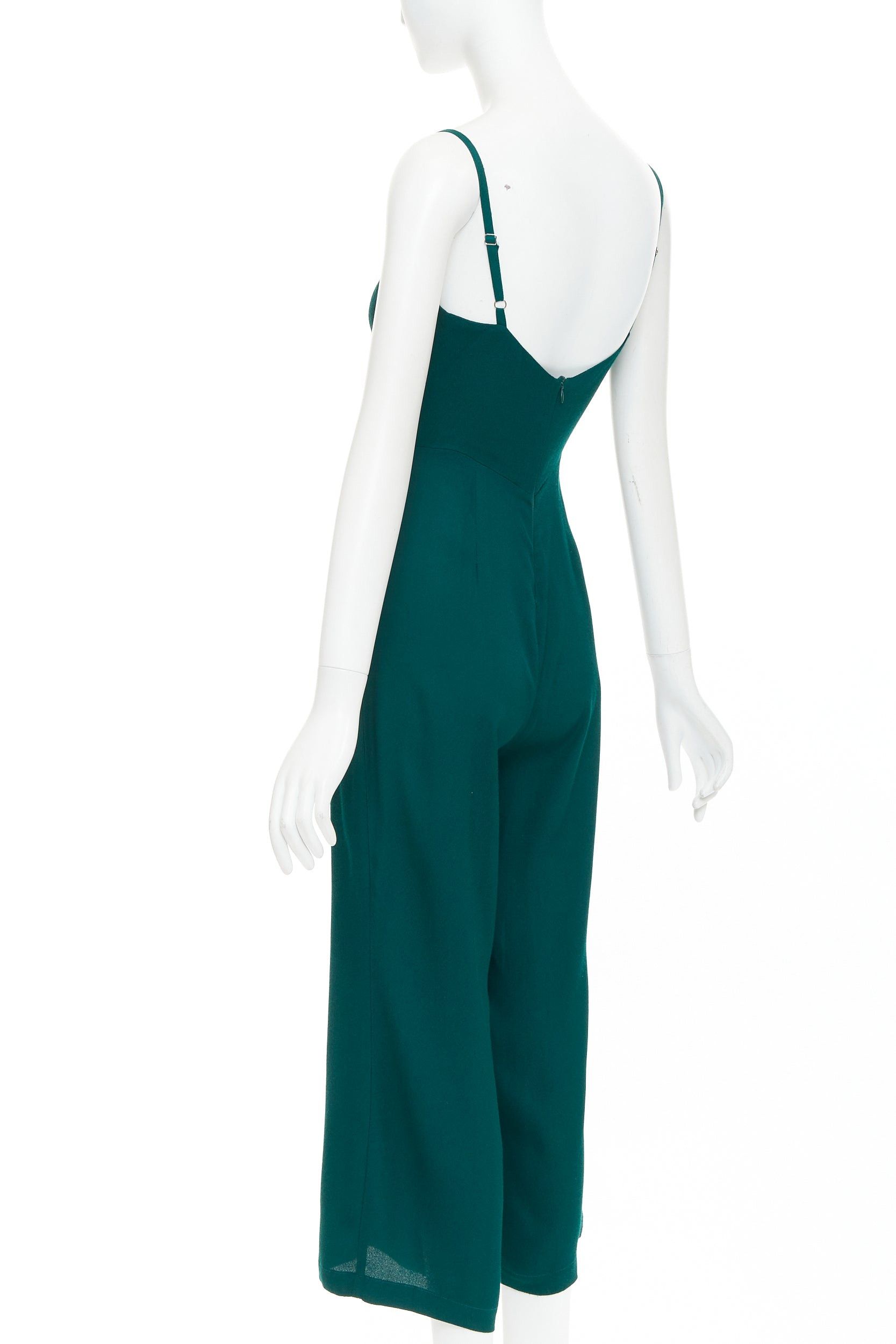Reformation REFORMATION forest green viscose blend square neck cropped jumpsuit US0 XS Size 26" / US 2 / IT 38 - 6 Thumbnail